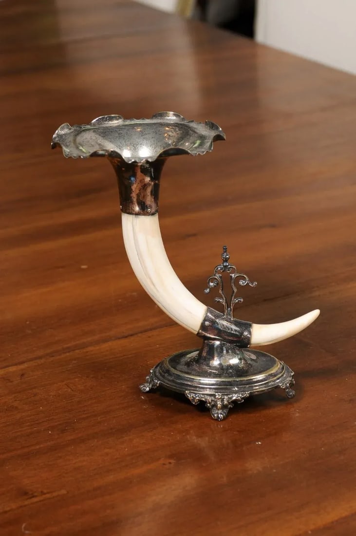 English Victorian Rodgers & Sons 19th Century Game Animal Horns on Silver Mounts - A Pair - 6
