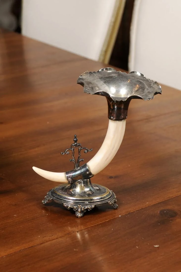 English Victorian Rodgers & Sons 19th Century Game Animal Horns on Silver Mounts - A Pair - 7