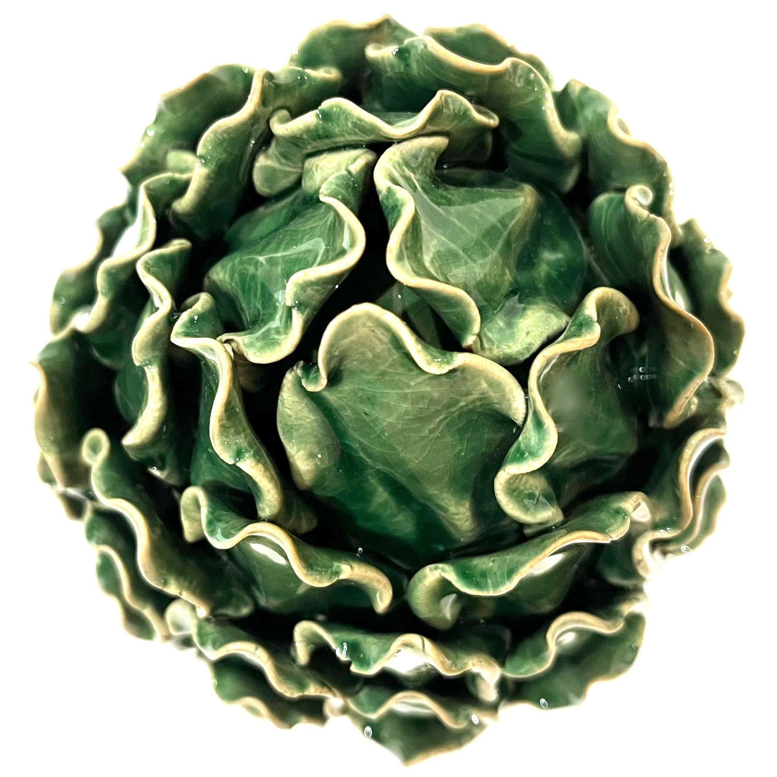 Vintage Majolica Green Faience Artichokes - A Pair - 12