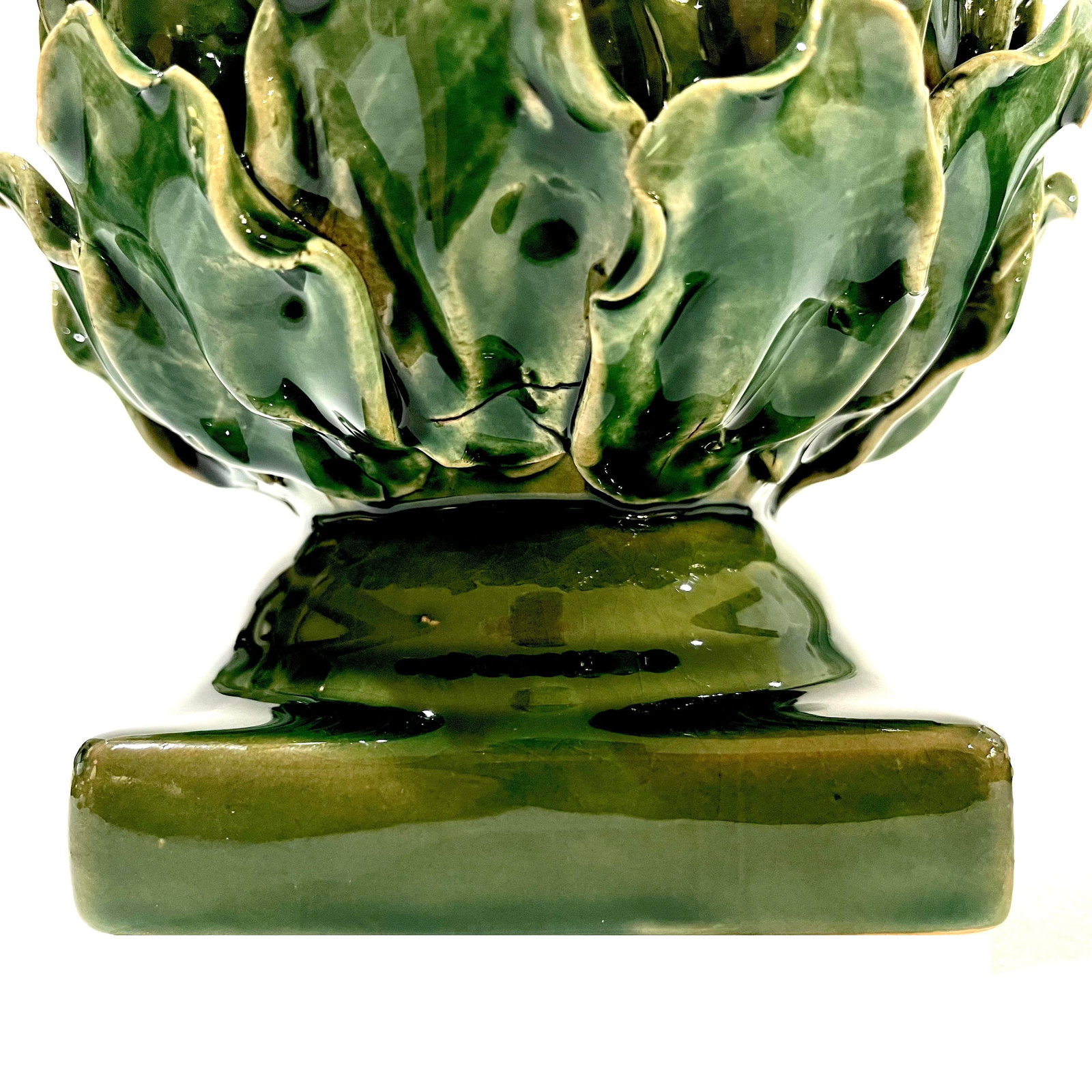 Vintage Majolica Green Faience Artichokes - A Pair - 5