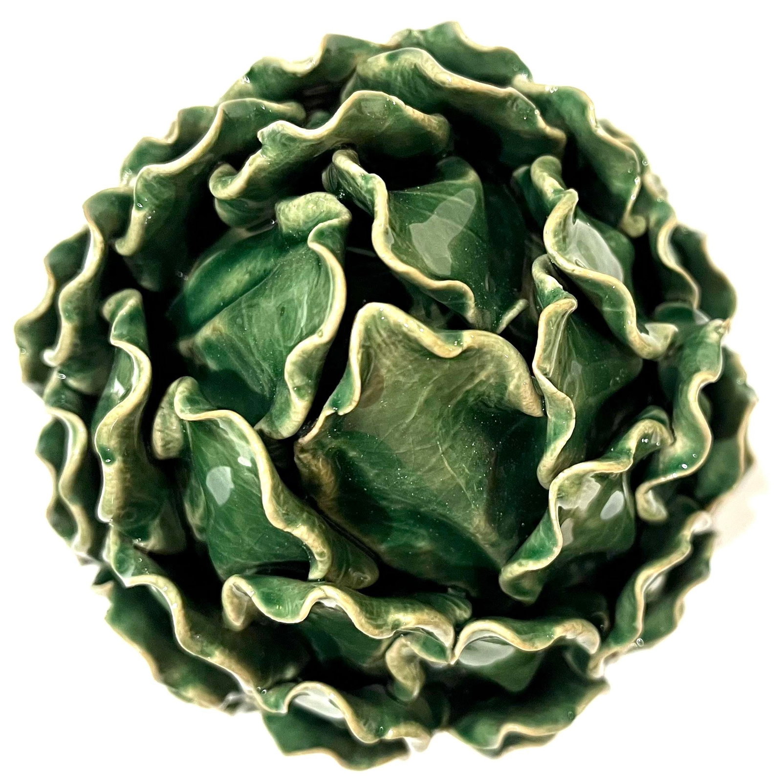 Vintage Majolica Green Faience Artichokes - A Pair - 6