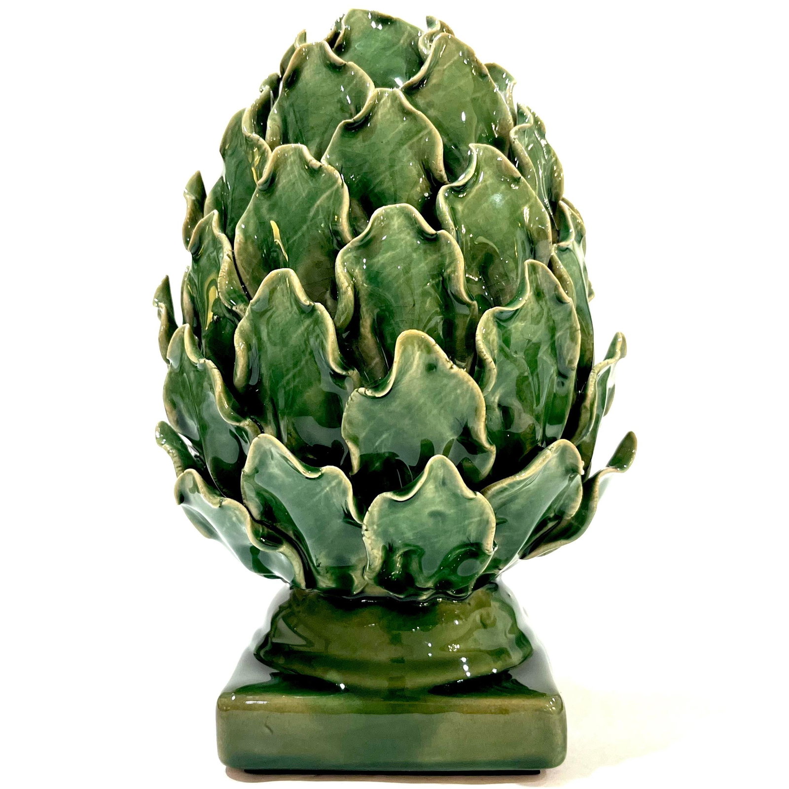 Vintage Majolica Green Faience Artichokes - A Pair - 8