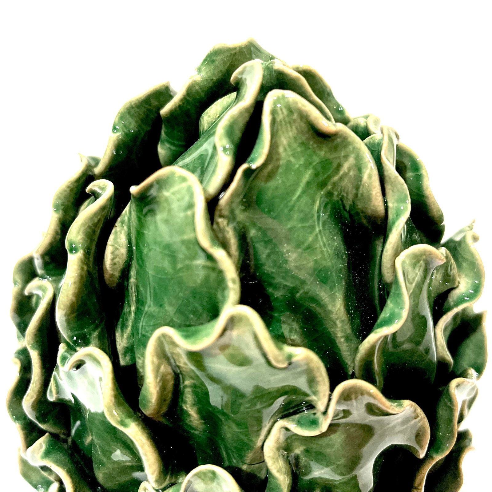 Vintage Majolica Green Faience Artichokes - A Pair - 9