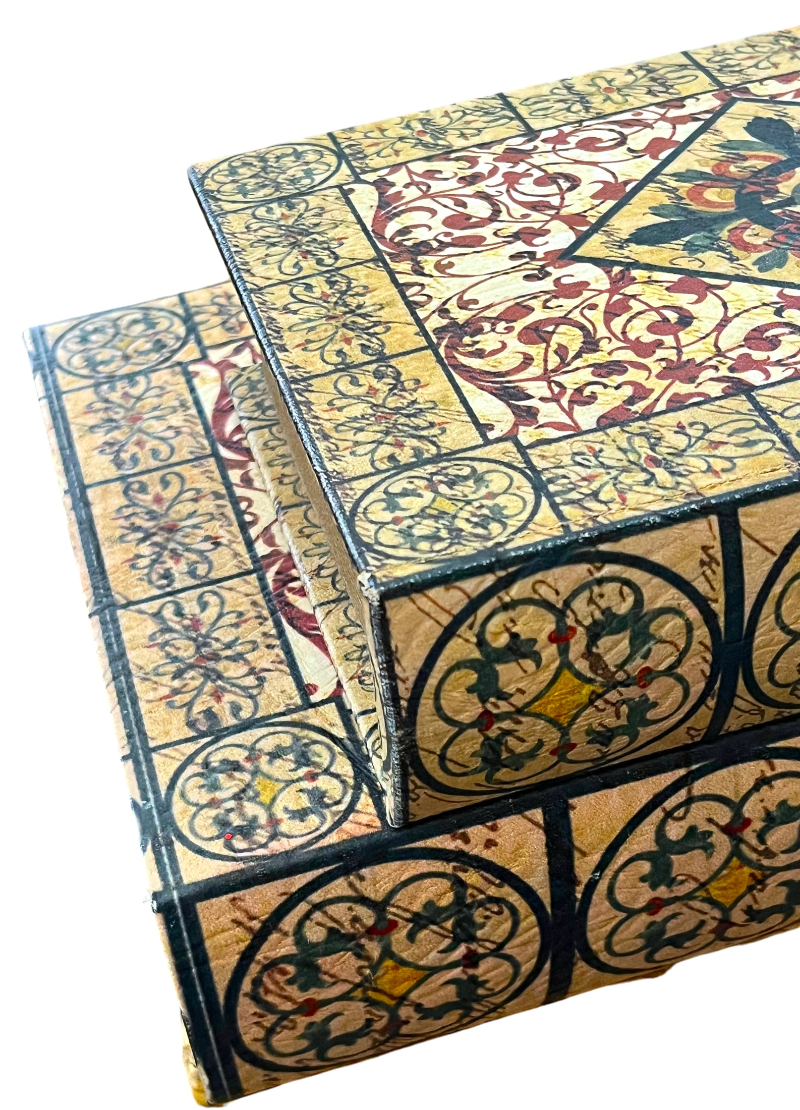 Pair of Trompe L'Oeil Faux Book Boxes in the Italian Florentine Style, 11" - 14