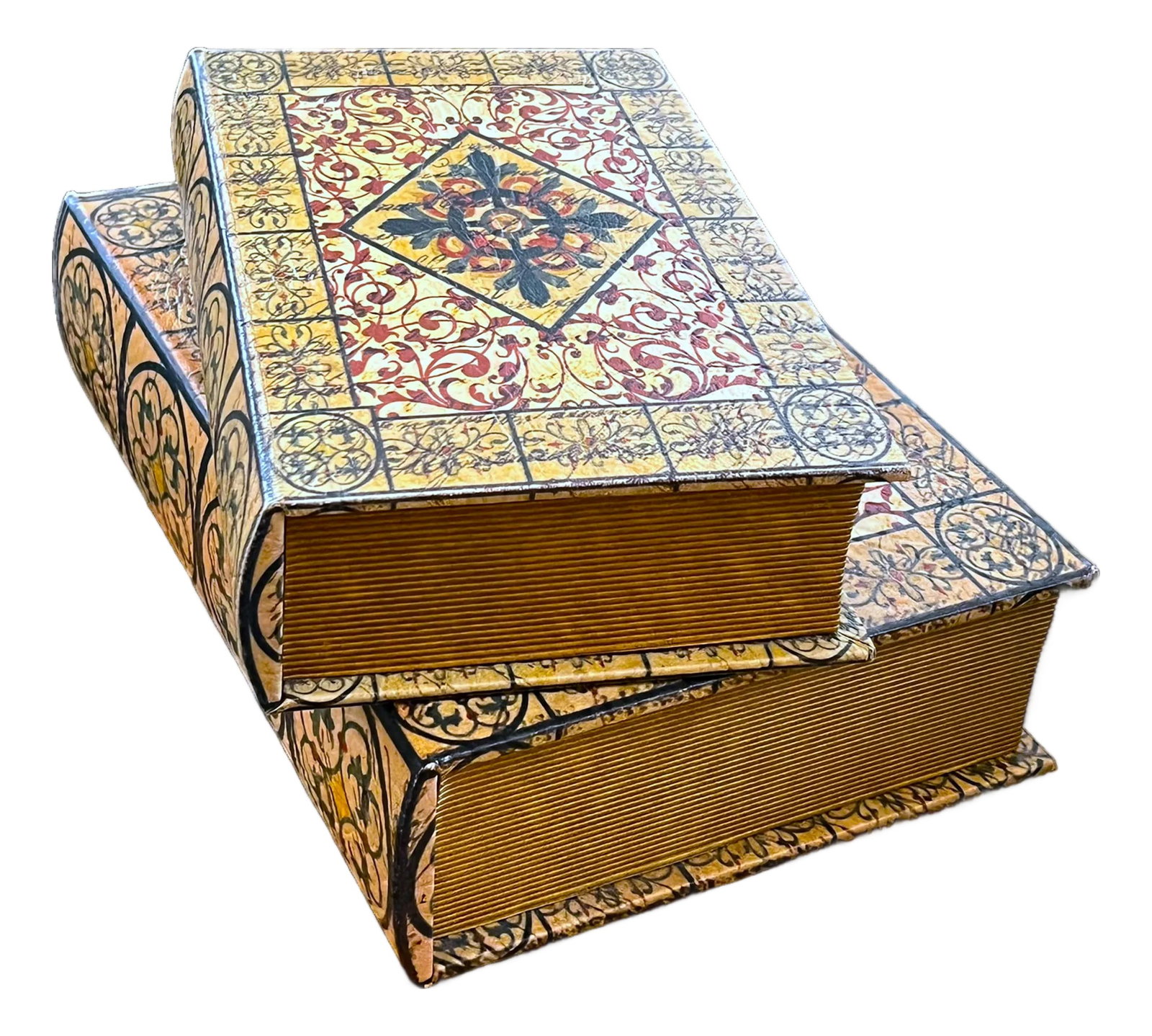 Pair of Trompe L'Oeil Faux Book Boxes in the Italian Florentine Style, 11" (1 of 15)