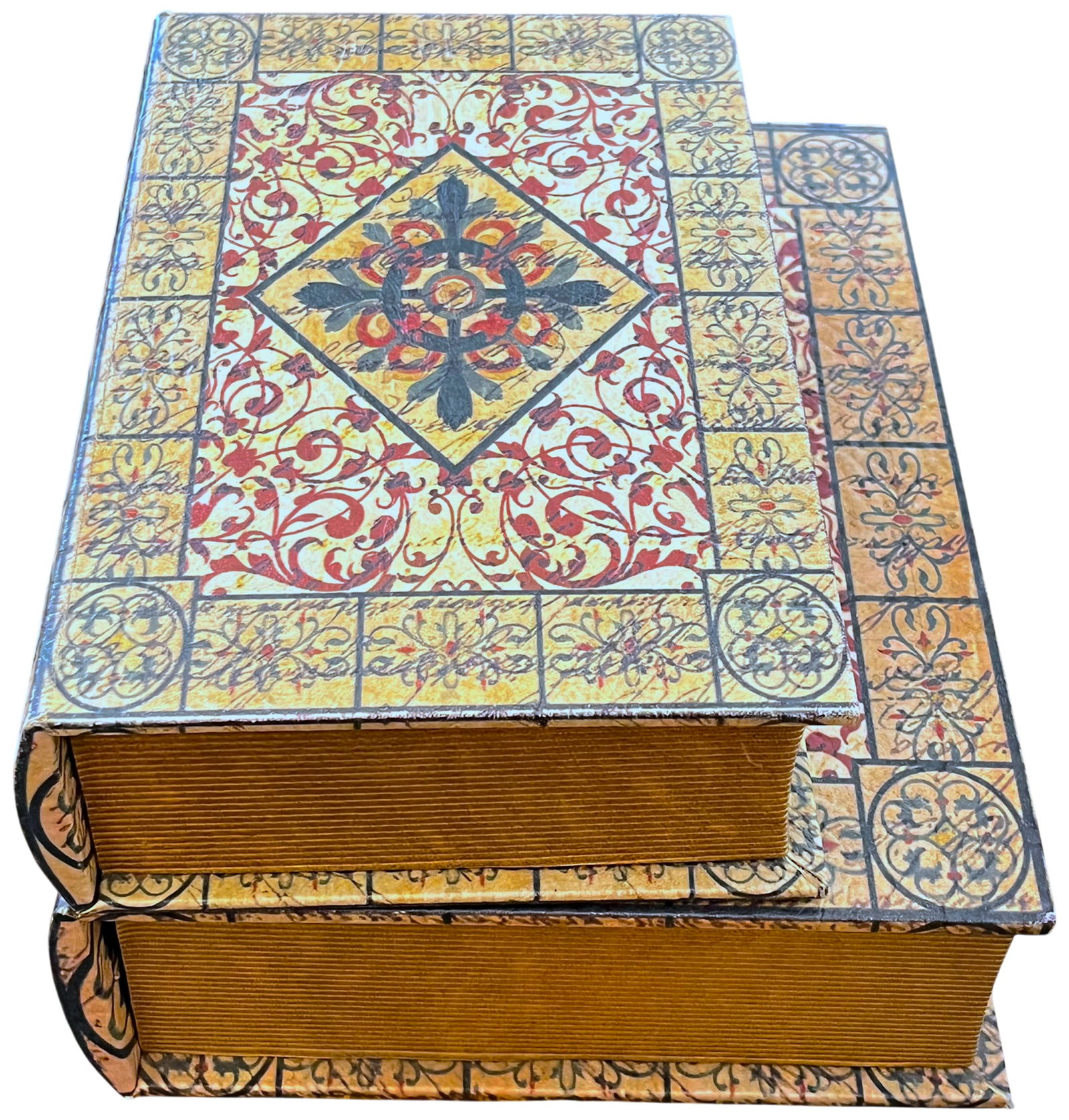 Pair of Trompe L'Oeil Faux Book Boxes in the Italian Florentine Style, 11" - 2