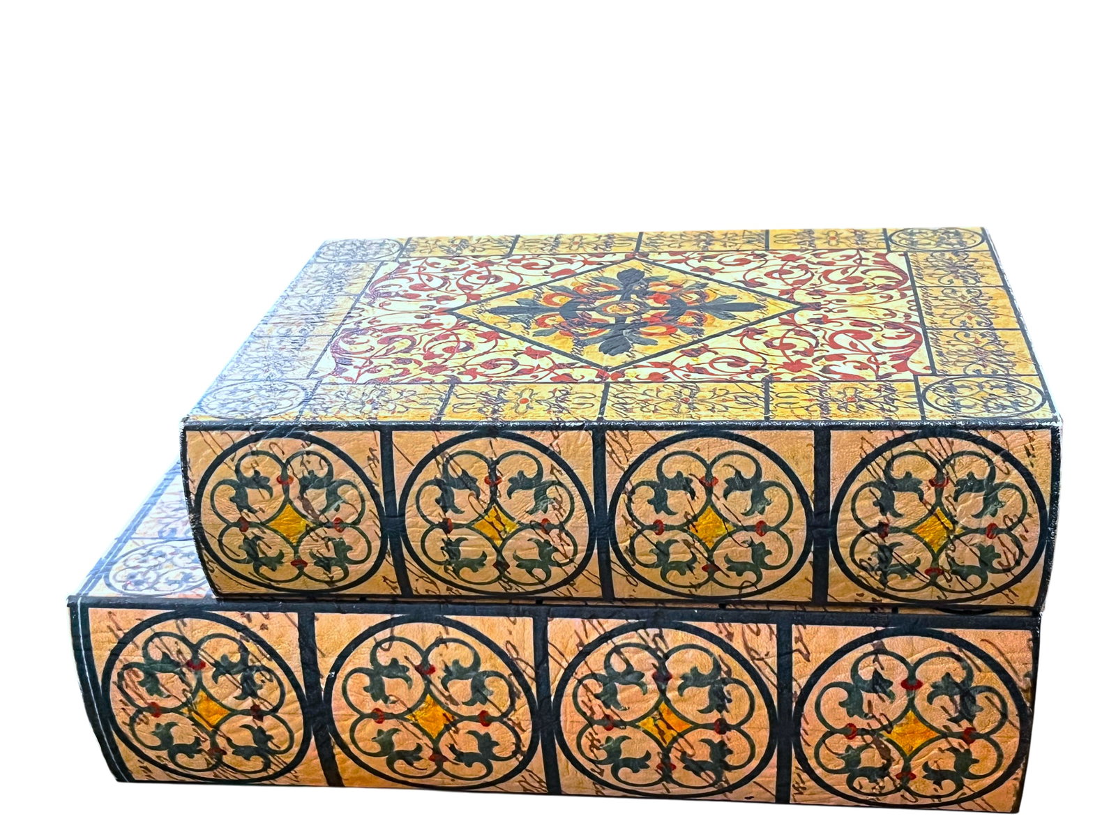 Pair of Trompe L'Oeil Faux Book Boxes in the Italian Florentine Style, 11" - 3