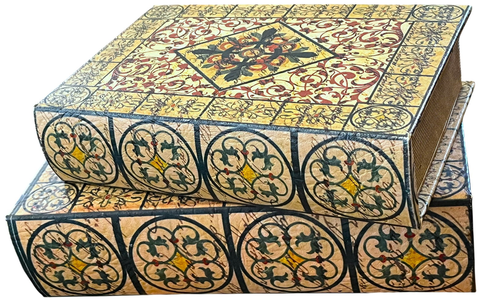 Pair of Trompe L'Oeil Faux Book Boxes in the Italian Florentine Style, 11" - 4