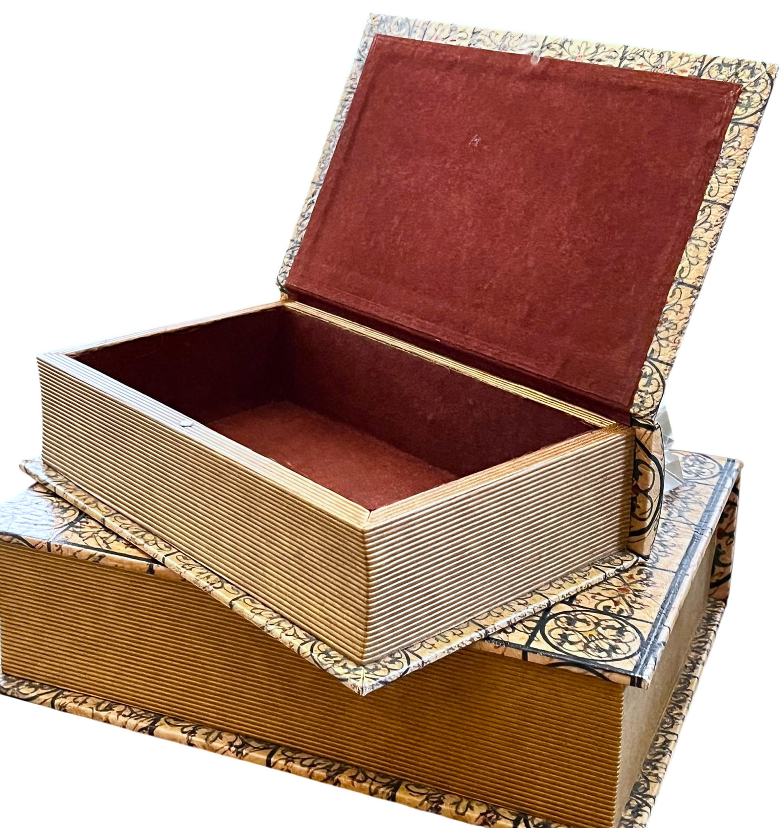 Pair of Trompe L'Oeil Faux Book Boxes in the Italian Florentine Style, 11" - 7