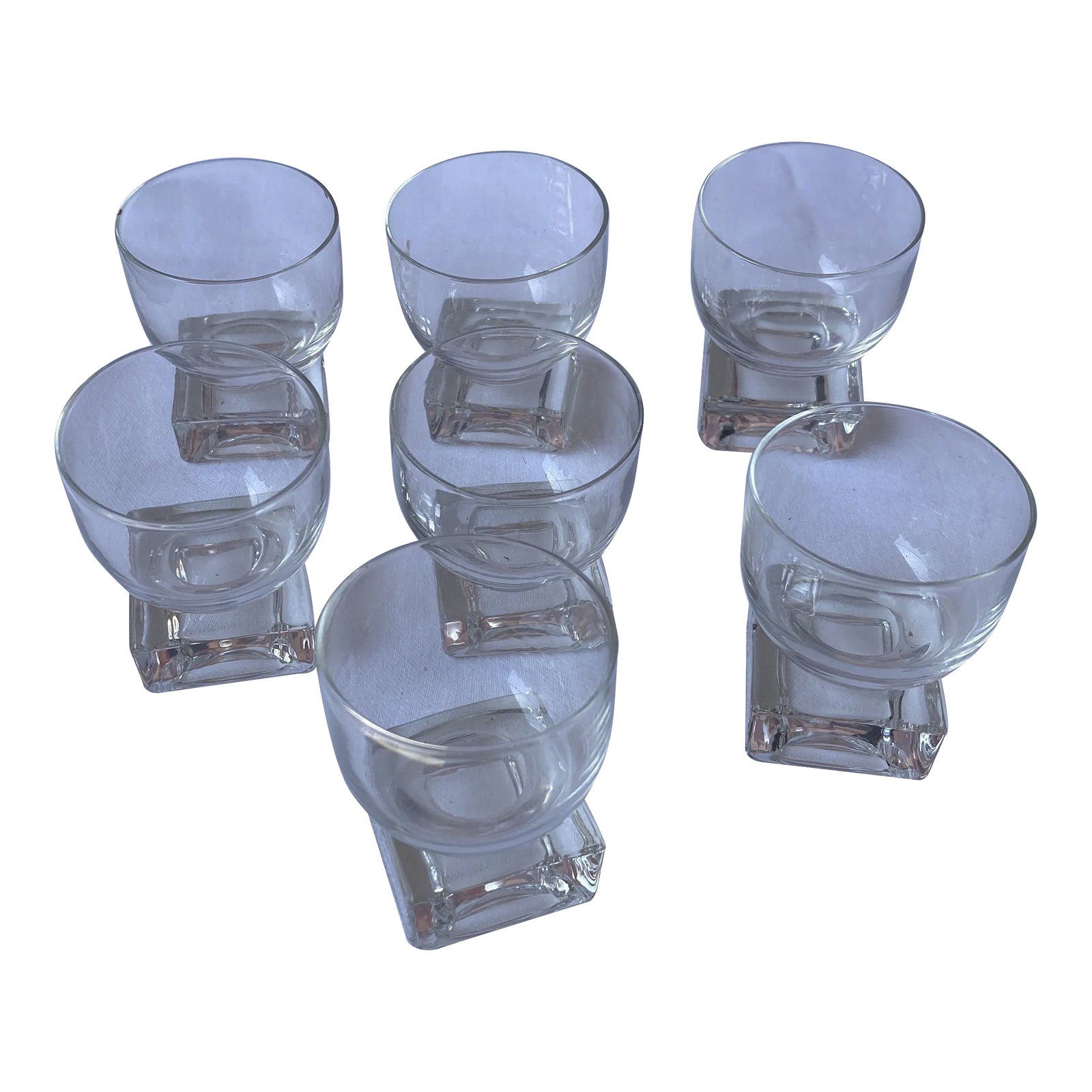 1970s Collection of Vintage Ice Cube Shot Glasses- Set of 7: A beautiful collection of ice cube shot glasses. Perfect for any home or party! Condition: Alterations: Original Condition Unaltered Imperfections: Some Imperfections Condition Notes: Good vintage