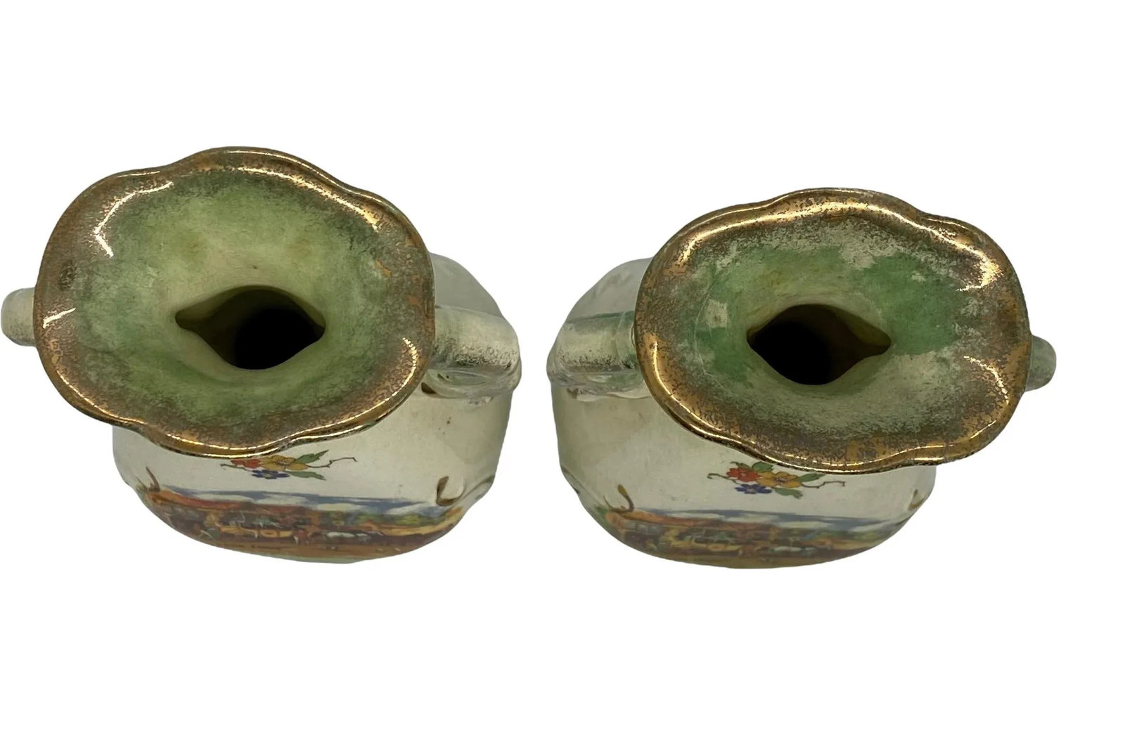 Vintage Staffordshire England Genuine Fenton Ware Bud Vases With "Dicken's Days" Design - a Pair - 10