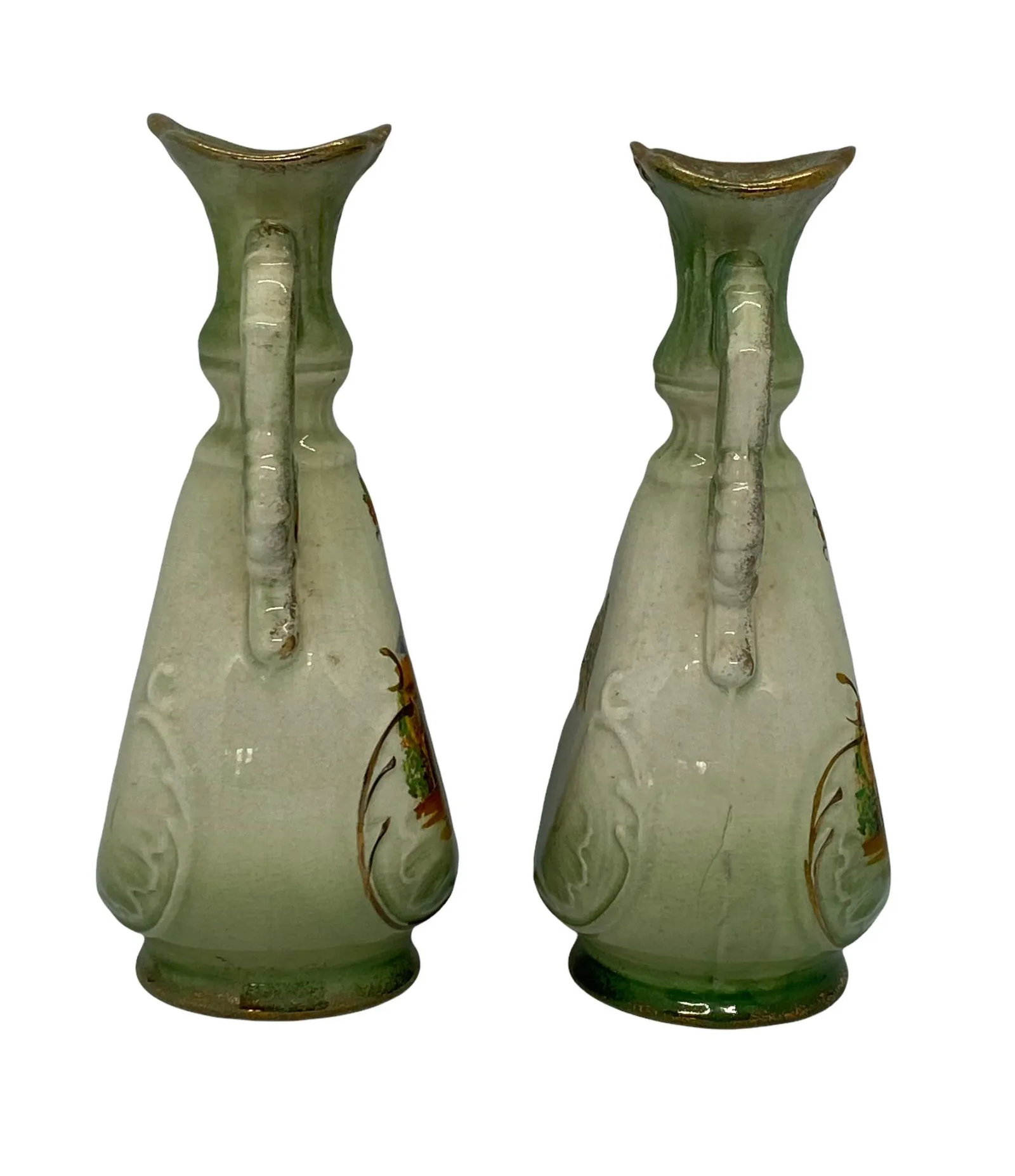 Vintage Staffordshire England Genuine Fenton Ware Bud Vases With "Dicken's Days" Design - a Pair - 4