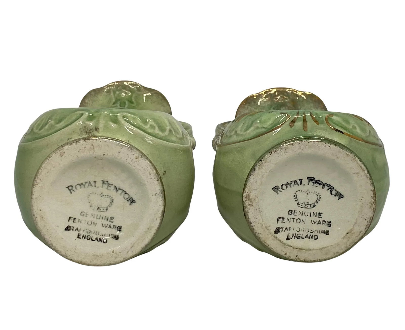 Vintage Staffordshire England Genuine Fenton Ware Bud Vases With "Dicken's Days" Design - a Pair - 5