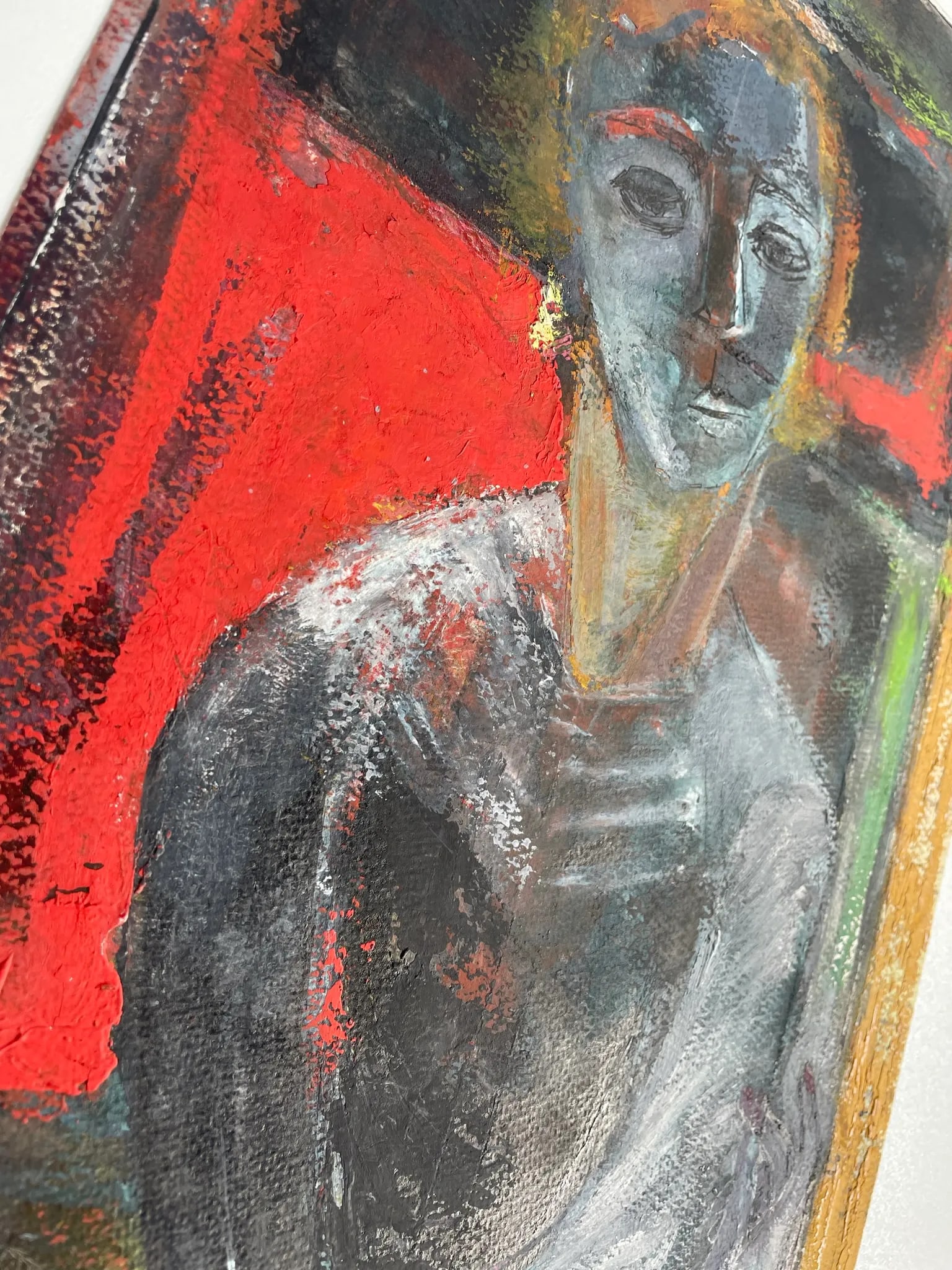 Mid 20th Century Cubist Original Mixed-Media Portrait Painting - 4