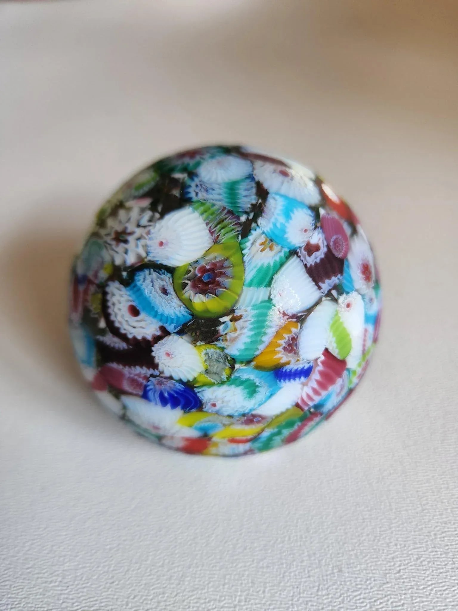 Murano Style Millefiore Art Glass Paperweight Sphere - 3
