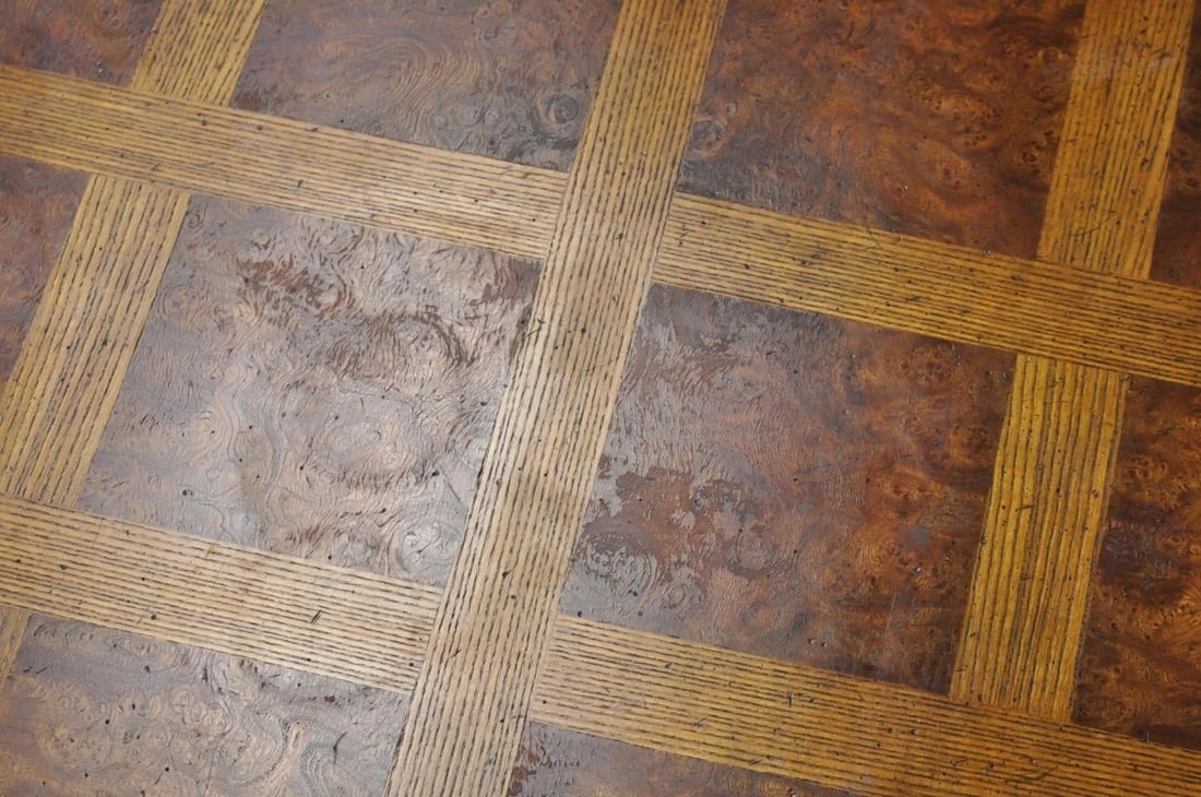 Vintage Baker Barley Twist Oak & Burlwood Parquetry Octagonal Coffee Table - 11