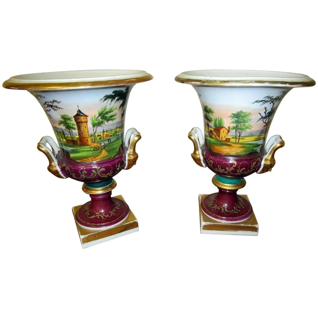 Old Paris Campagna Form Urns - a Pair - 11