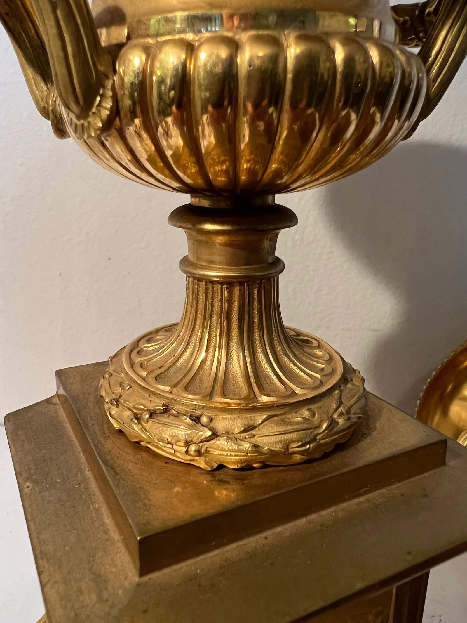 19th Century Neoclassical Gilt Bronze Grand Tour Mounted Urns - a Pair - 11