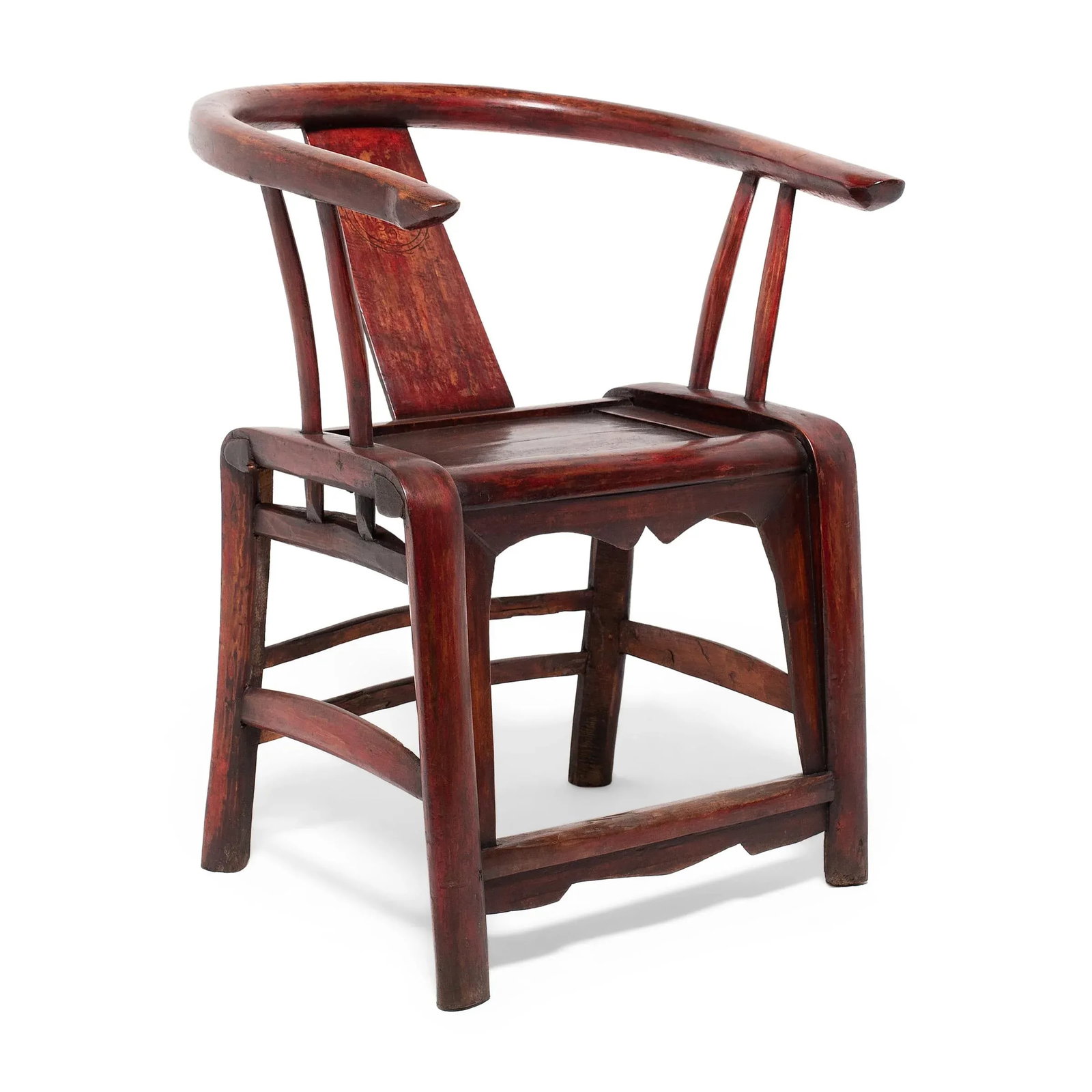 Chinese Red Lacquer Roundback Chair, 19th C. - 3