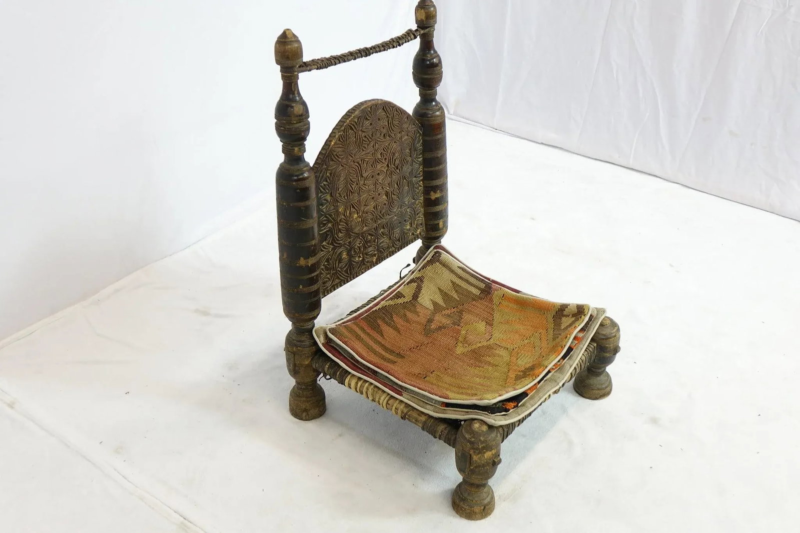 Late 19th Century Antique Middle Eastern Low Chair - 7