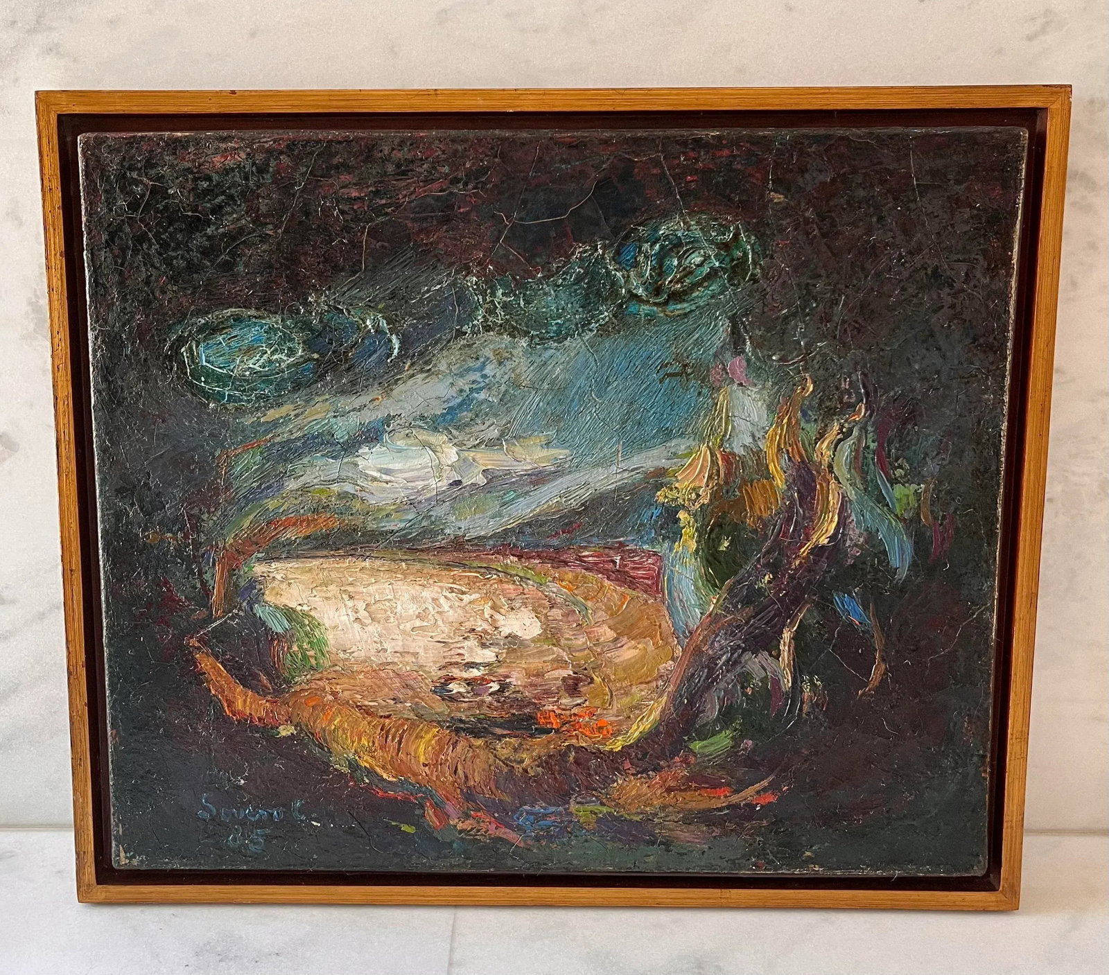 Vintage Abstract Oil Painting by F. Sovero Cuyubama (20th C) - 2