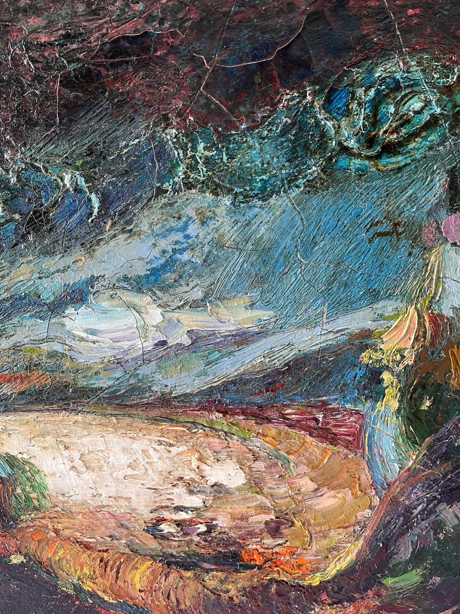 Vintage Abstract Oil Painting by F. Sovero Cuyubama (20th C) - 4