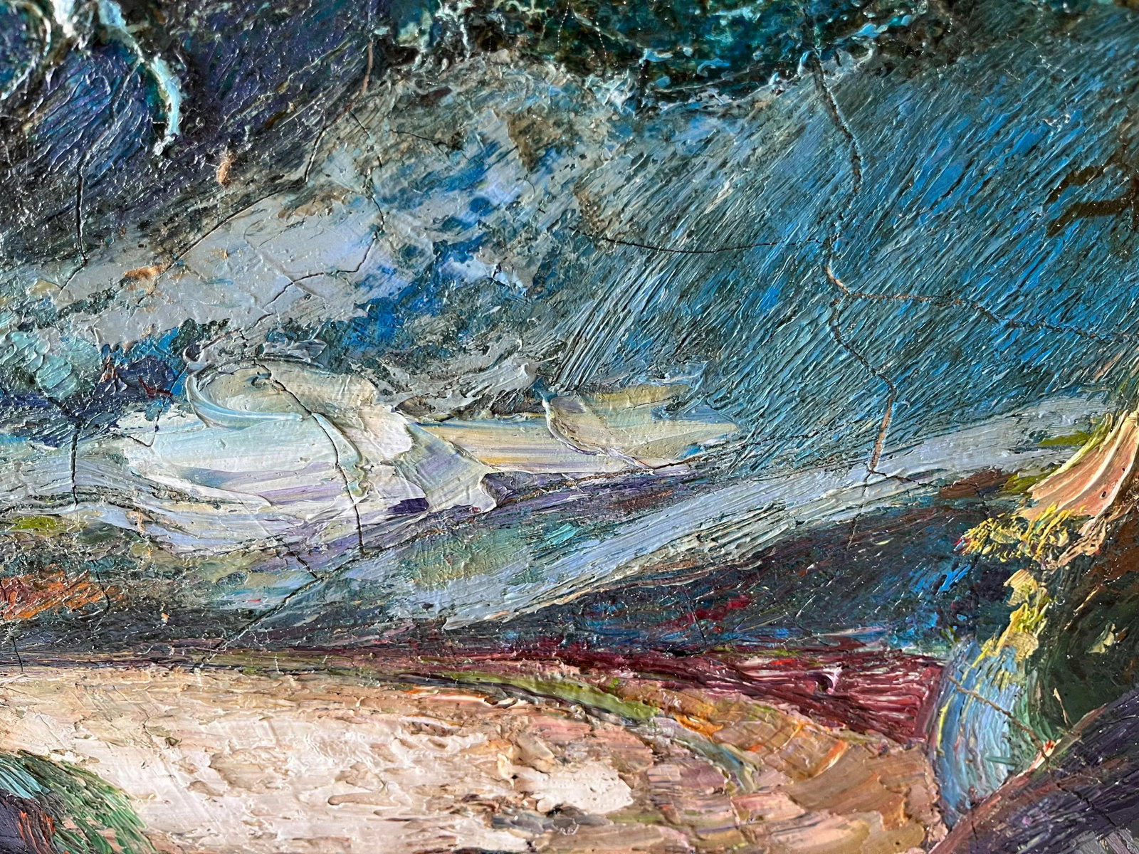 Vintage Abstract Oil Painting by F. Sovero Cuyubama (20th C) - 6