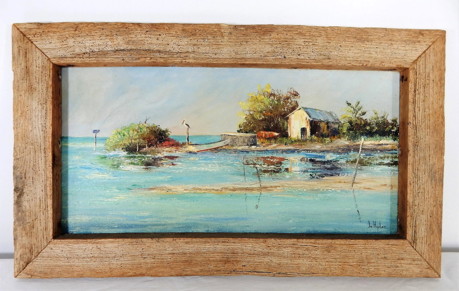Florida Keys "Channel Cut" Oil Painting by Jo Hipler, Framed - 12