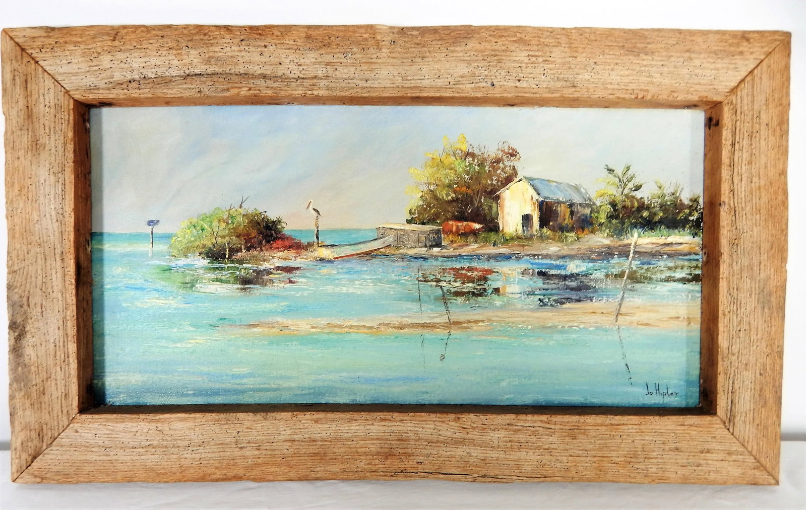 Florida Keys "Channel Cut" Oil Painting by Jo Hipler, Framed - 3