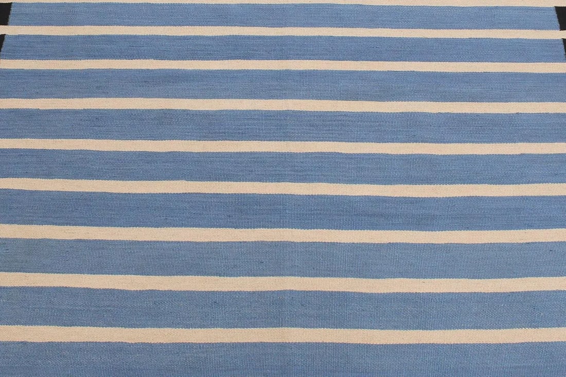 Early 21st Century Tribal Kilim Blue Black Wool Rug - 6
