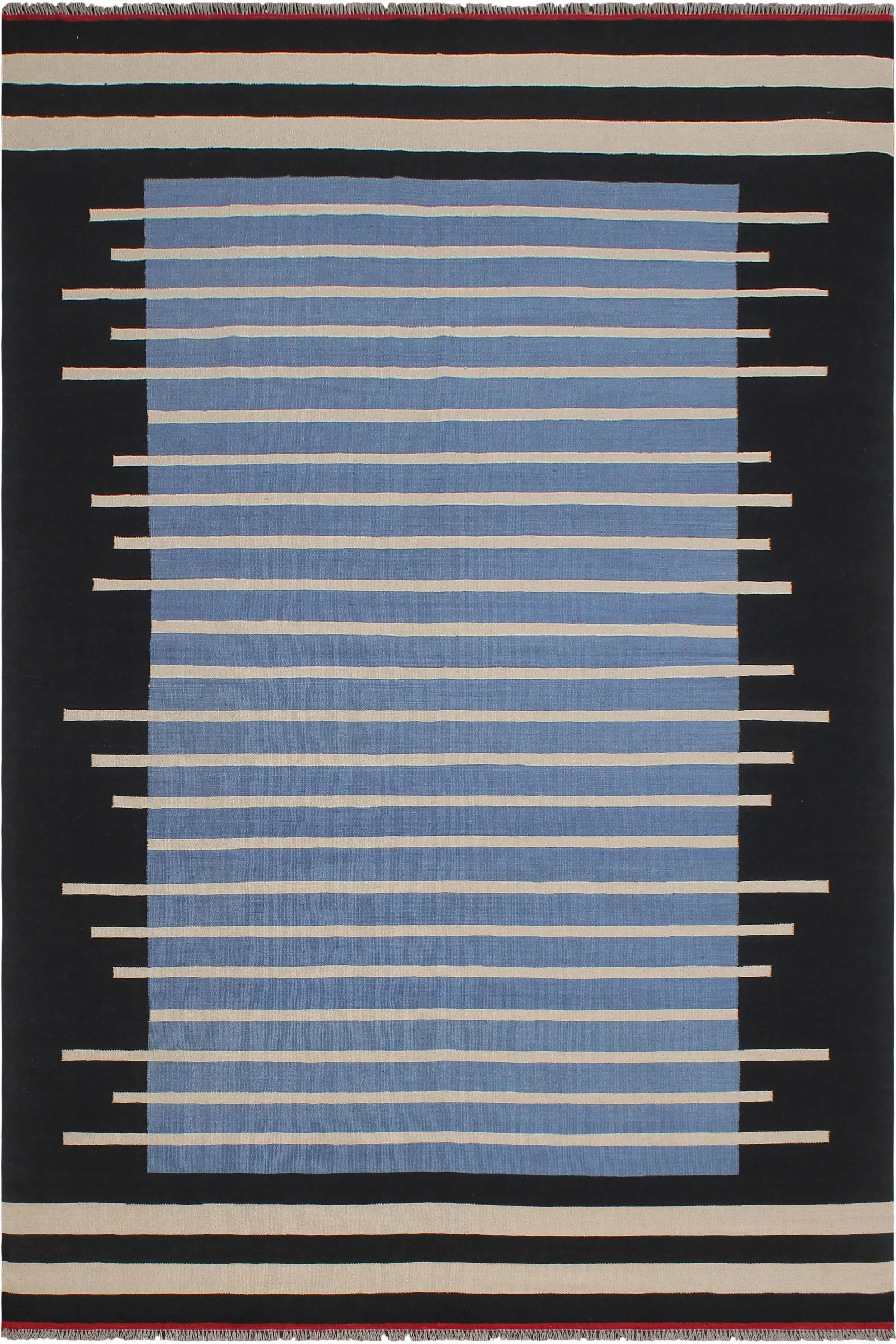 Early 21st Century Tribal Kilim Blue Black Wool Rug - 8