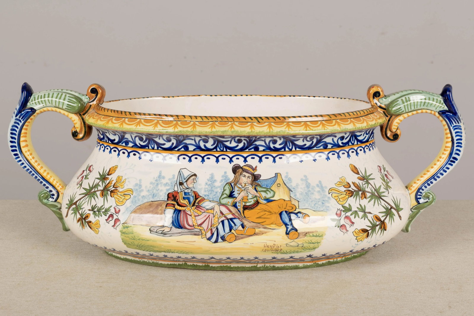 French Henriot Quimper Faience Jardiniere - 11