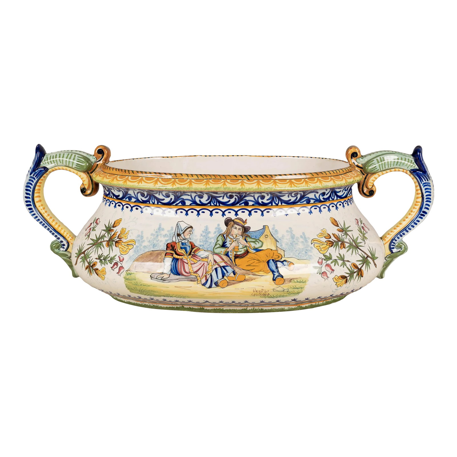 French Henriot Quimper Faience Jardiniere