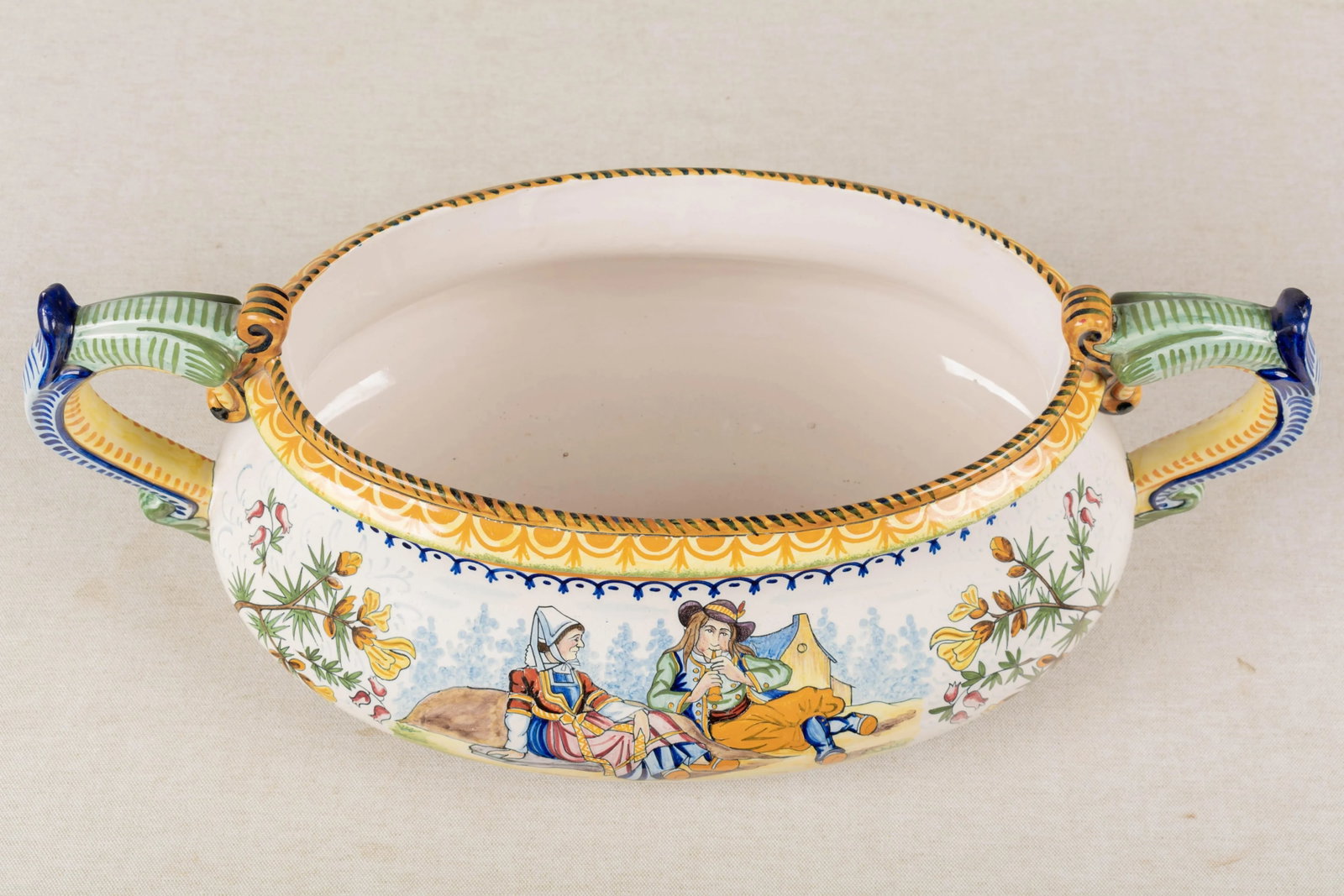 French Henriot Quimper Faience Jardiniere - 3