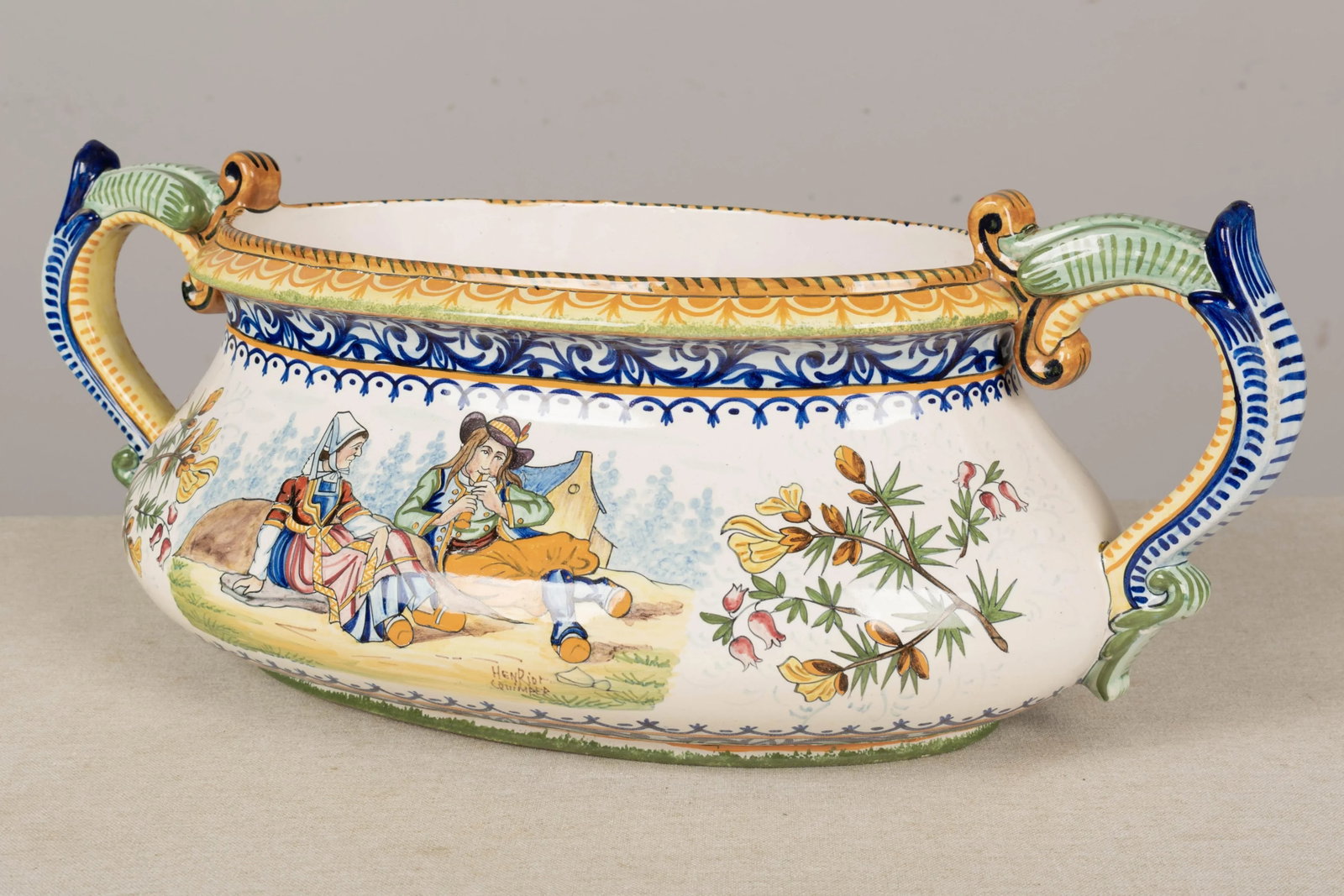 French Henriot Quimper Faience Jardiniere - 4