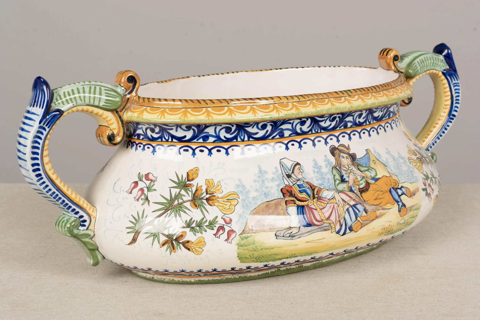 French Henriot Quimper Faience Jardiniere - 5