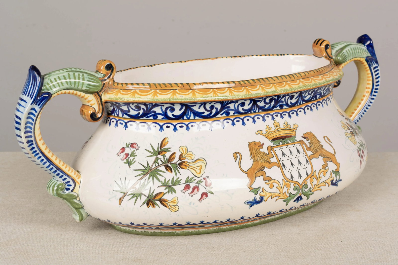 French Henriot Quimper Faience Jardiniere - 7