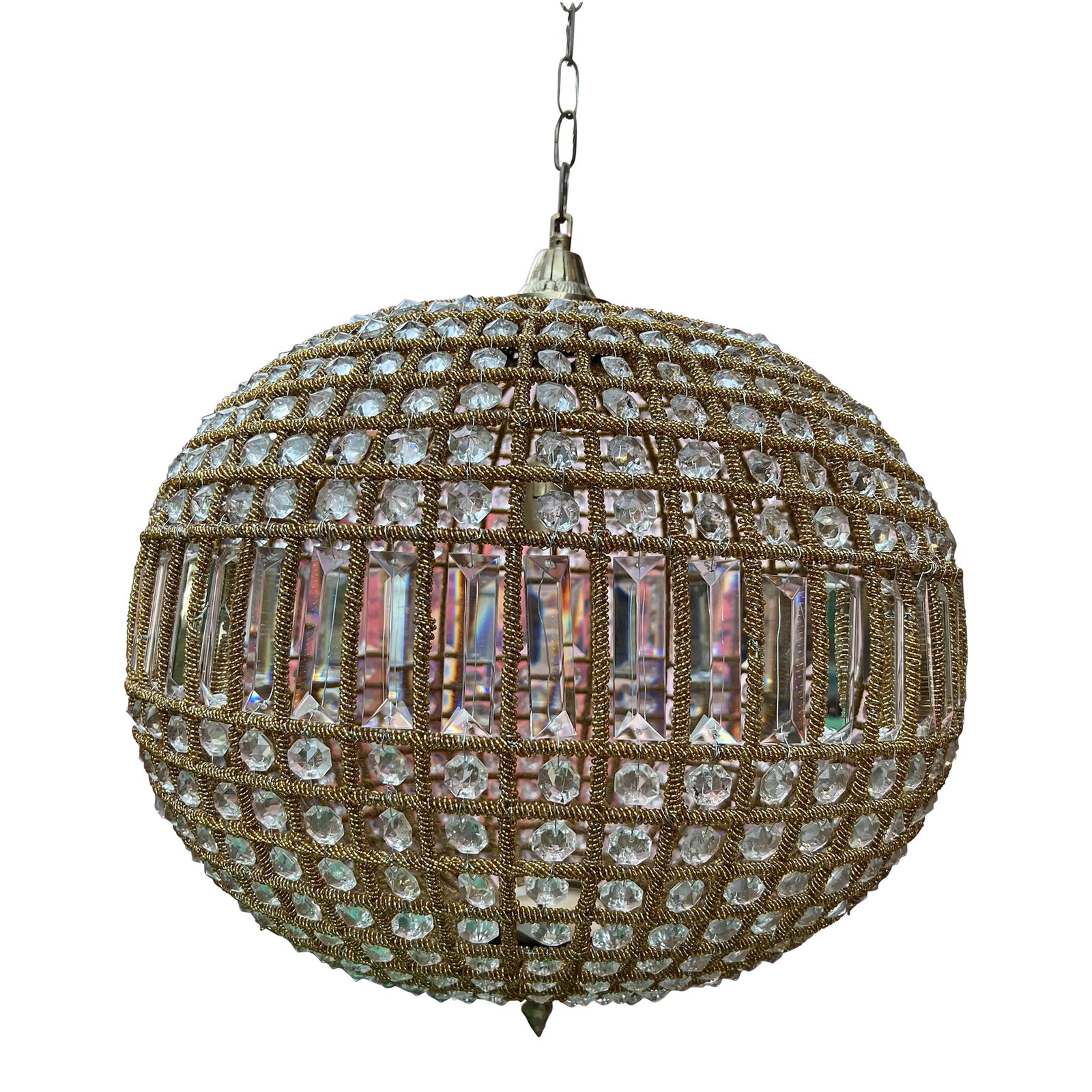 1970s Gold Sphere Pendant: This stunning gold chandelier is definitely a statement centerpiece perfect for any decor! Designers are going to fall in love with this piece! Get it while you can! Please check out my other