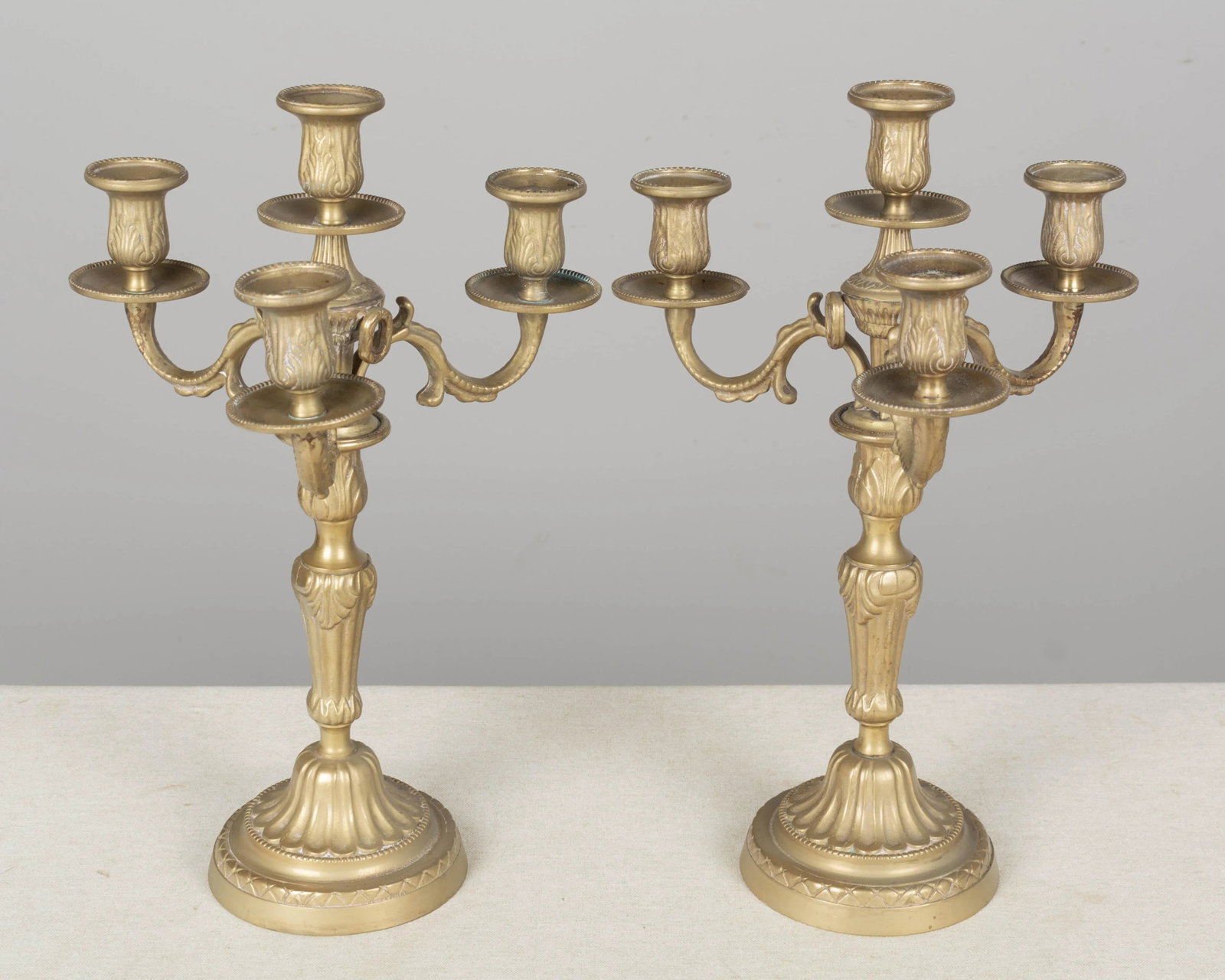 Pair of Louis XV Style French Brass Candelabra - 2