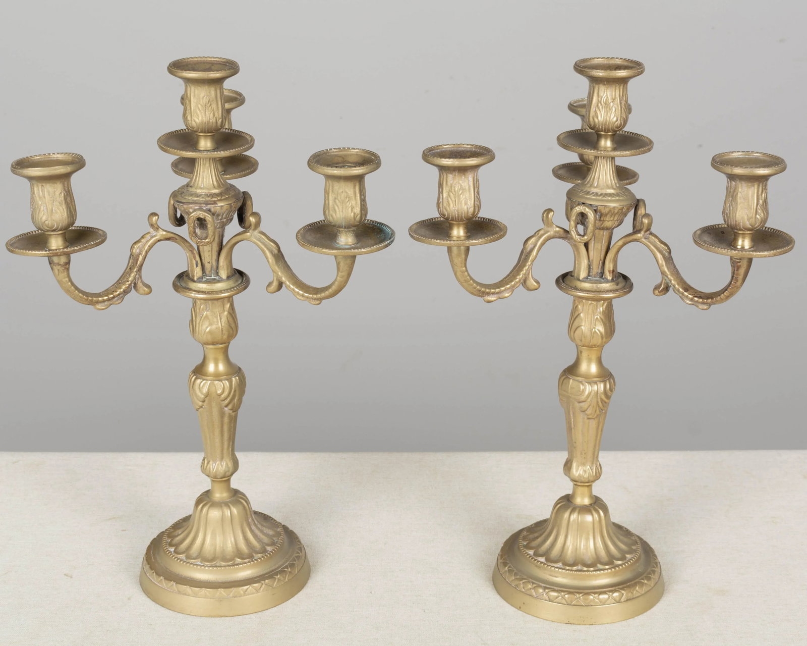 Pair of Louis XV Style French Brass Candelabra - 3