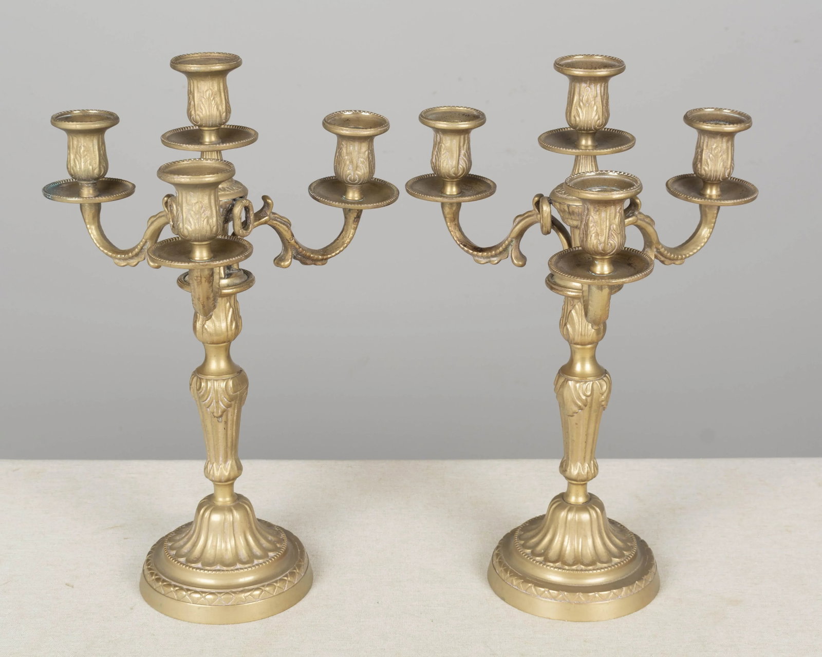 Pair of Louis XV Style French Brass Candelabra - 4