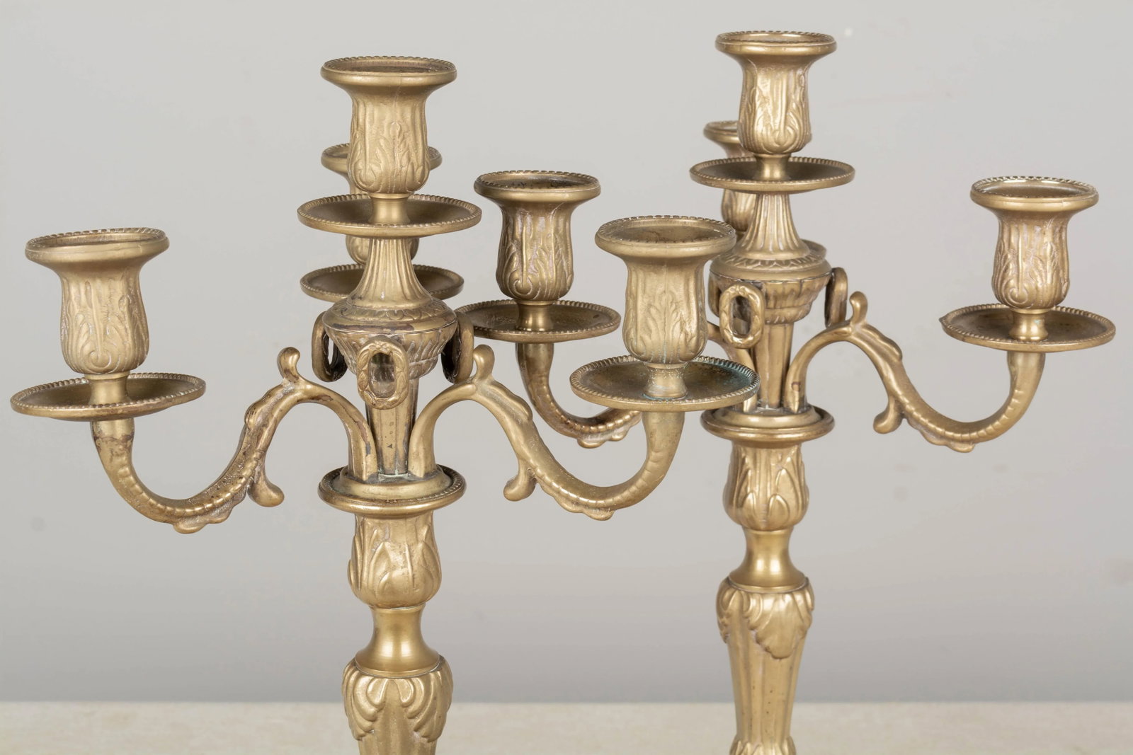 Pair of Louis XV Style French Brass Candelabra - 7