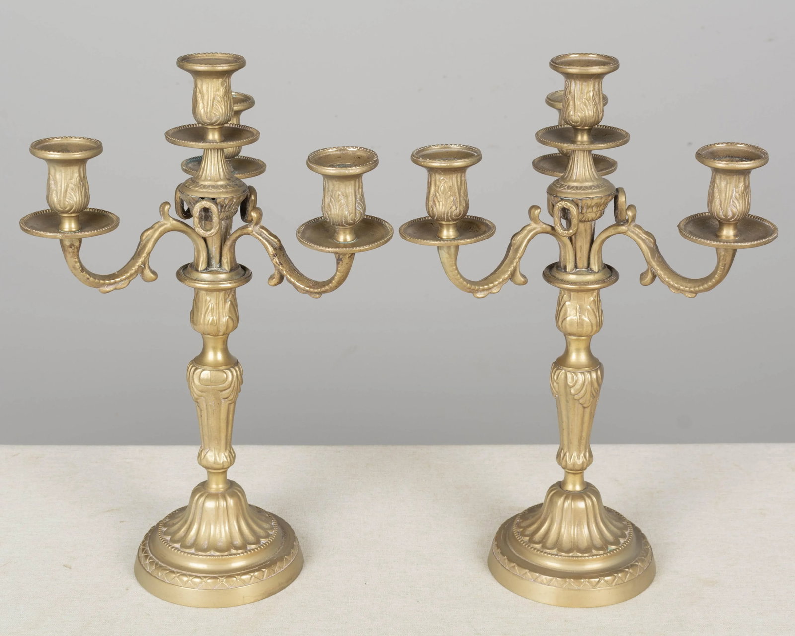 Pair of Louis XV Style French Brass Candelabra - 8
