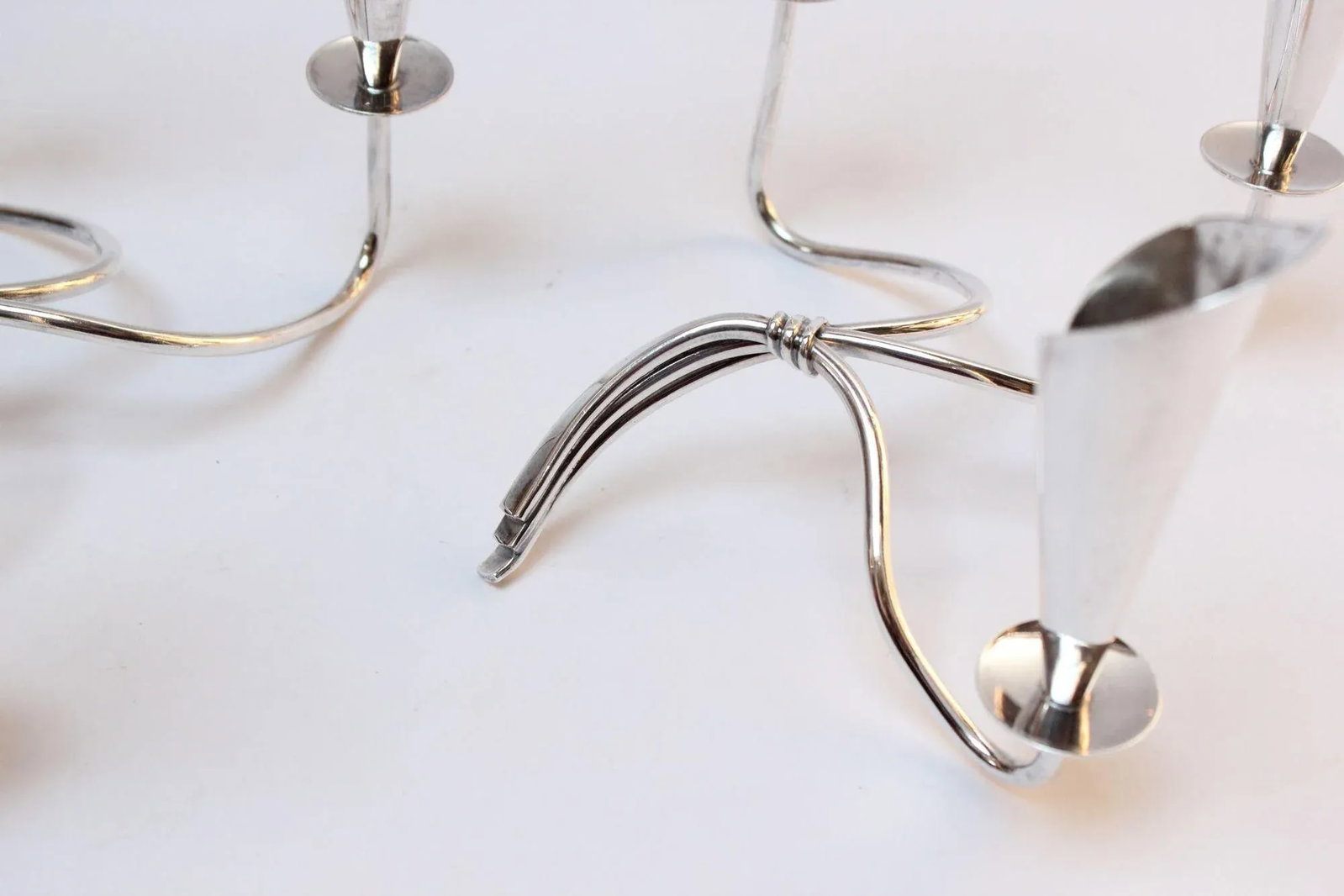 Pair of Danish Modern Silver-Plated Calla Lily Candle Holders by Hans Jensen - 10