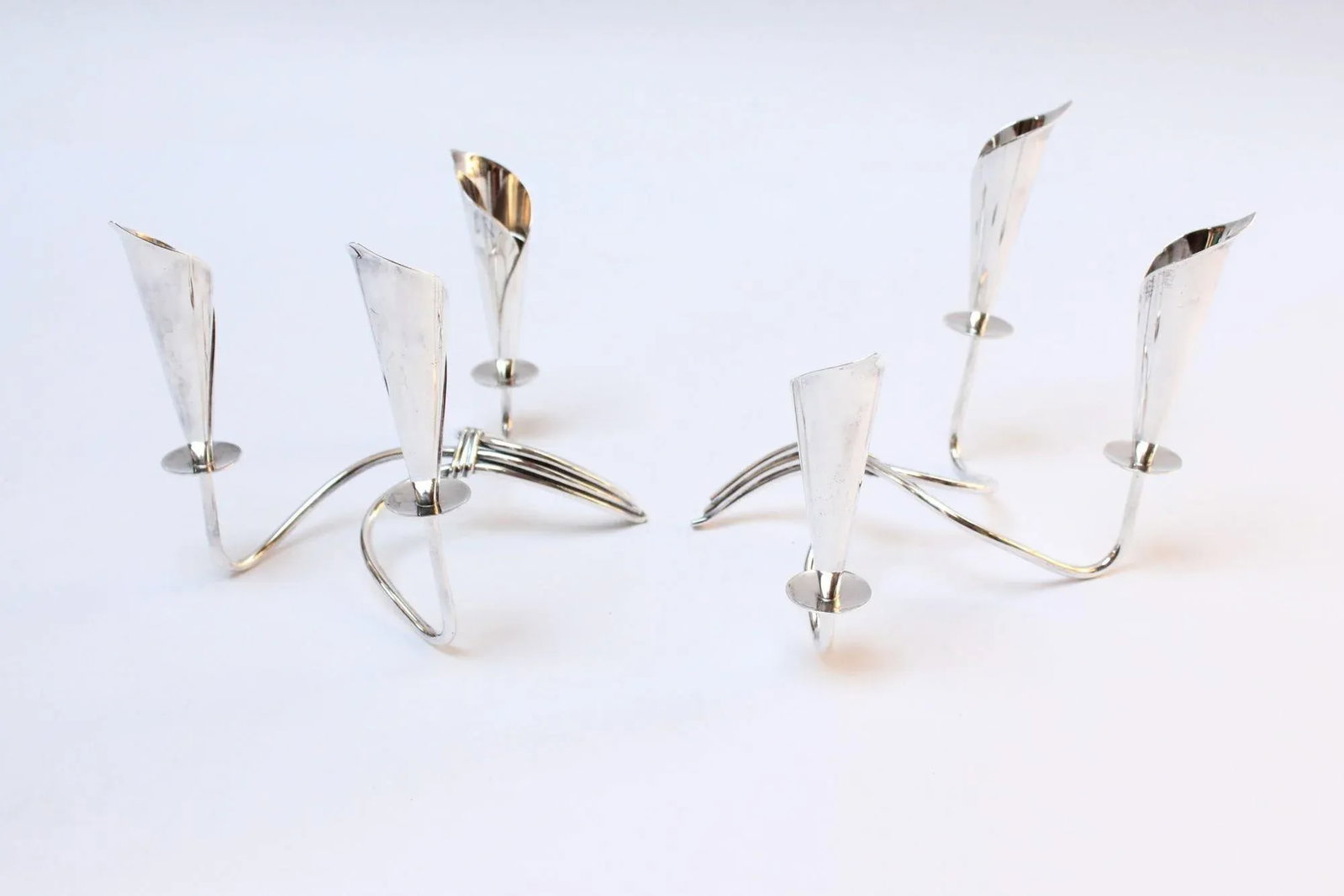 Pair of Danish Modern Silver-Plated Calla Lily Candle Holders by Hans Jensen - 13