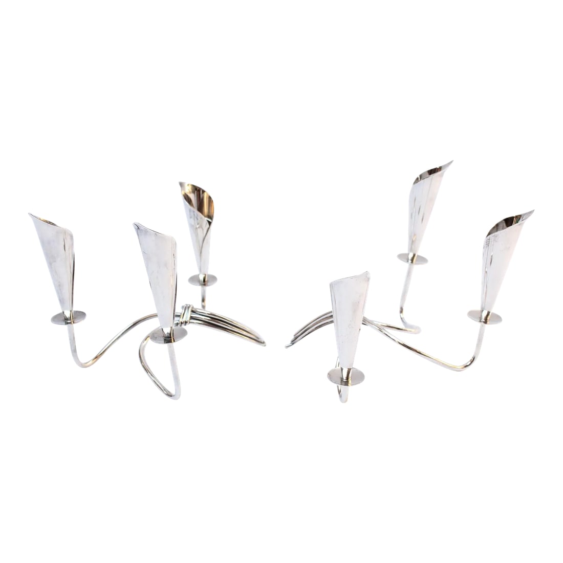 Pair of Danish Modern Silver-Plated Calla Lily Candle Holders by Hans Jensen (1 of 13)