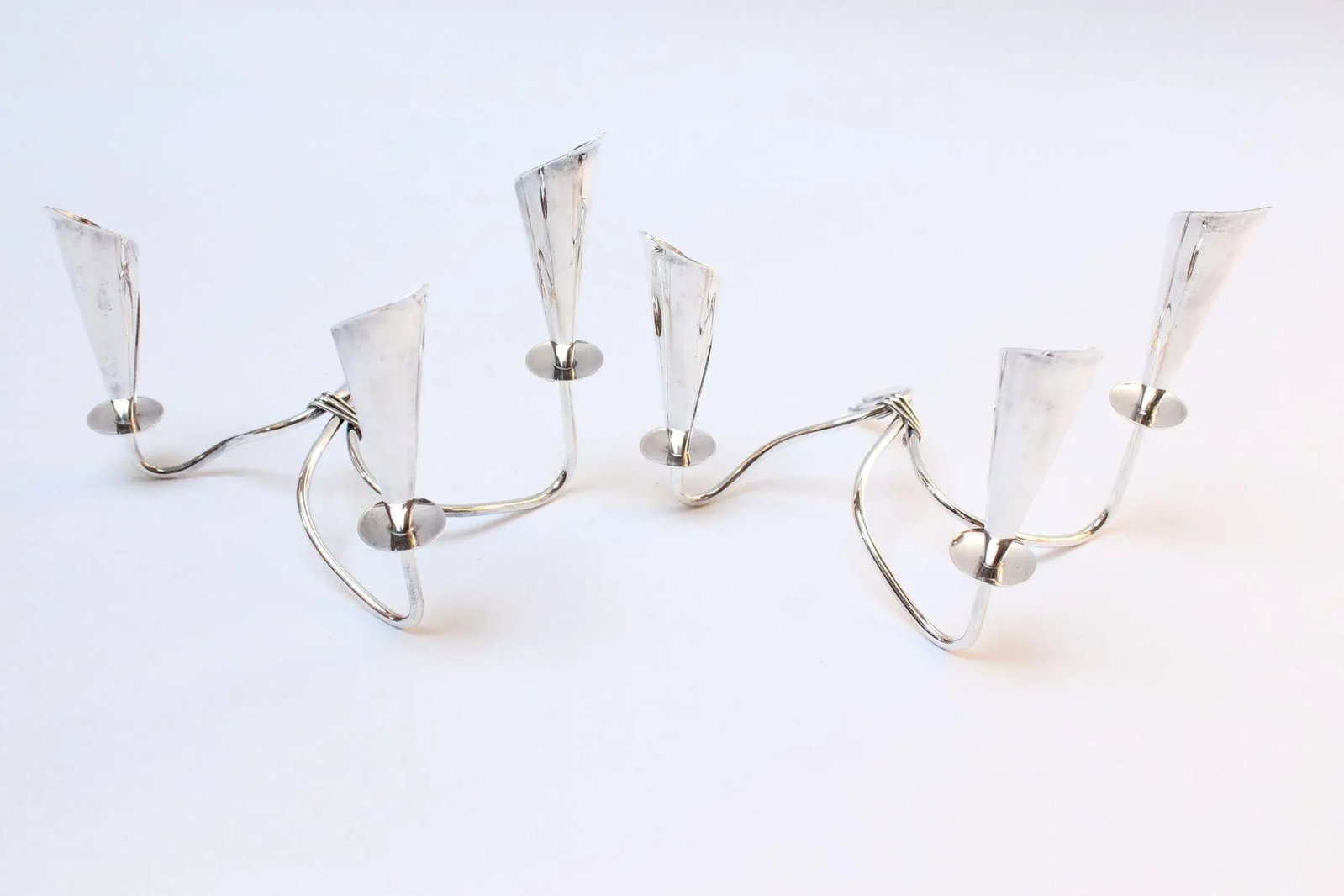 Pair of Danish Modern Silver-Plated Calla Lily Candle Holders by Hans Jensen - 2