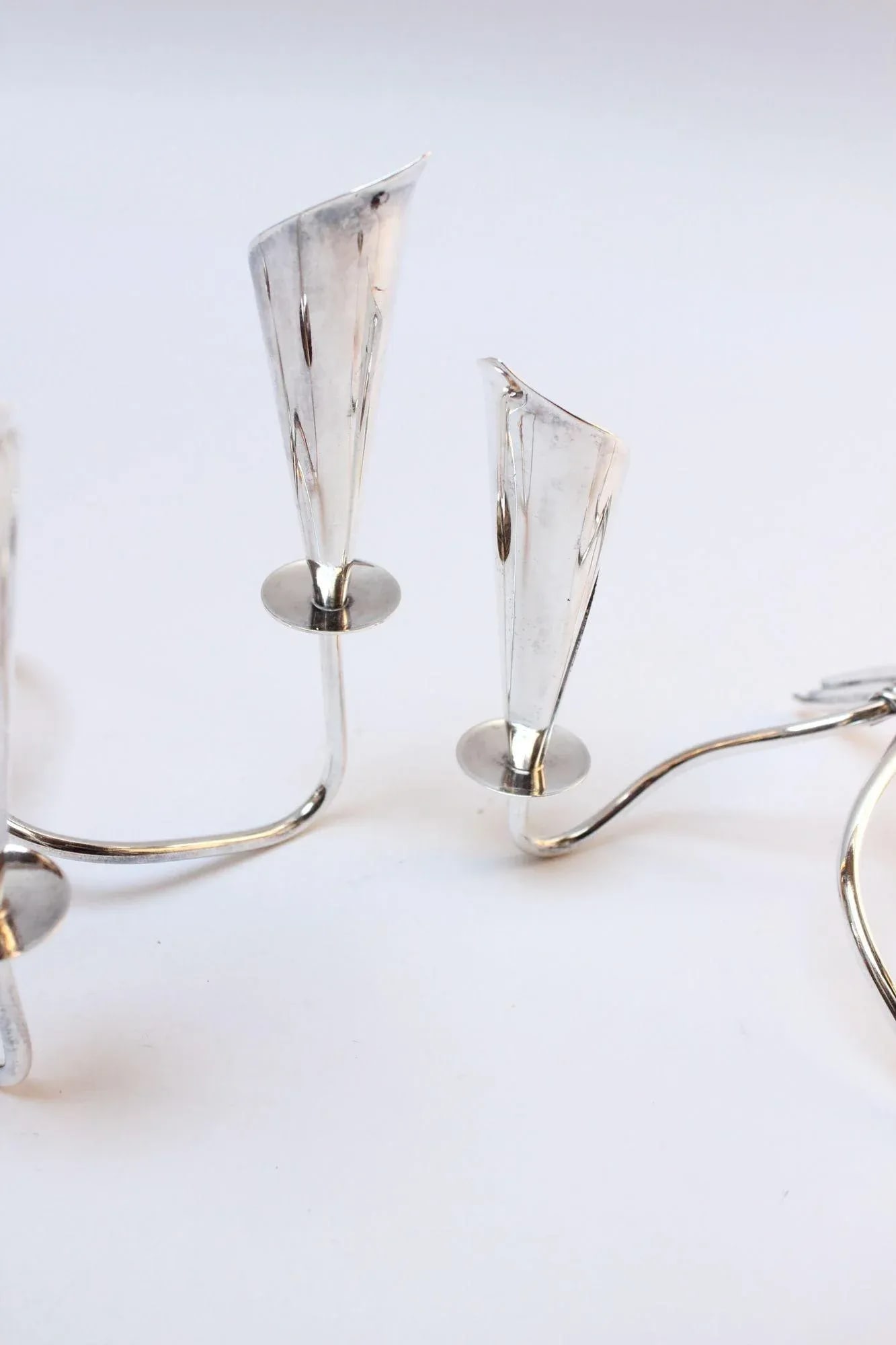 Pair of Danish Modern Silver-Plated Calla Lily Candle Holders by Hans Jensen - 5