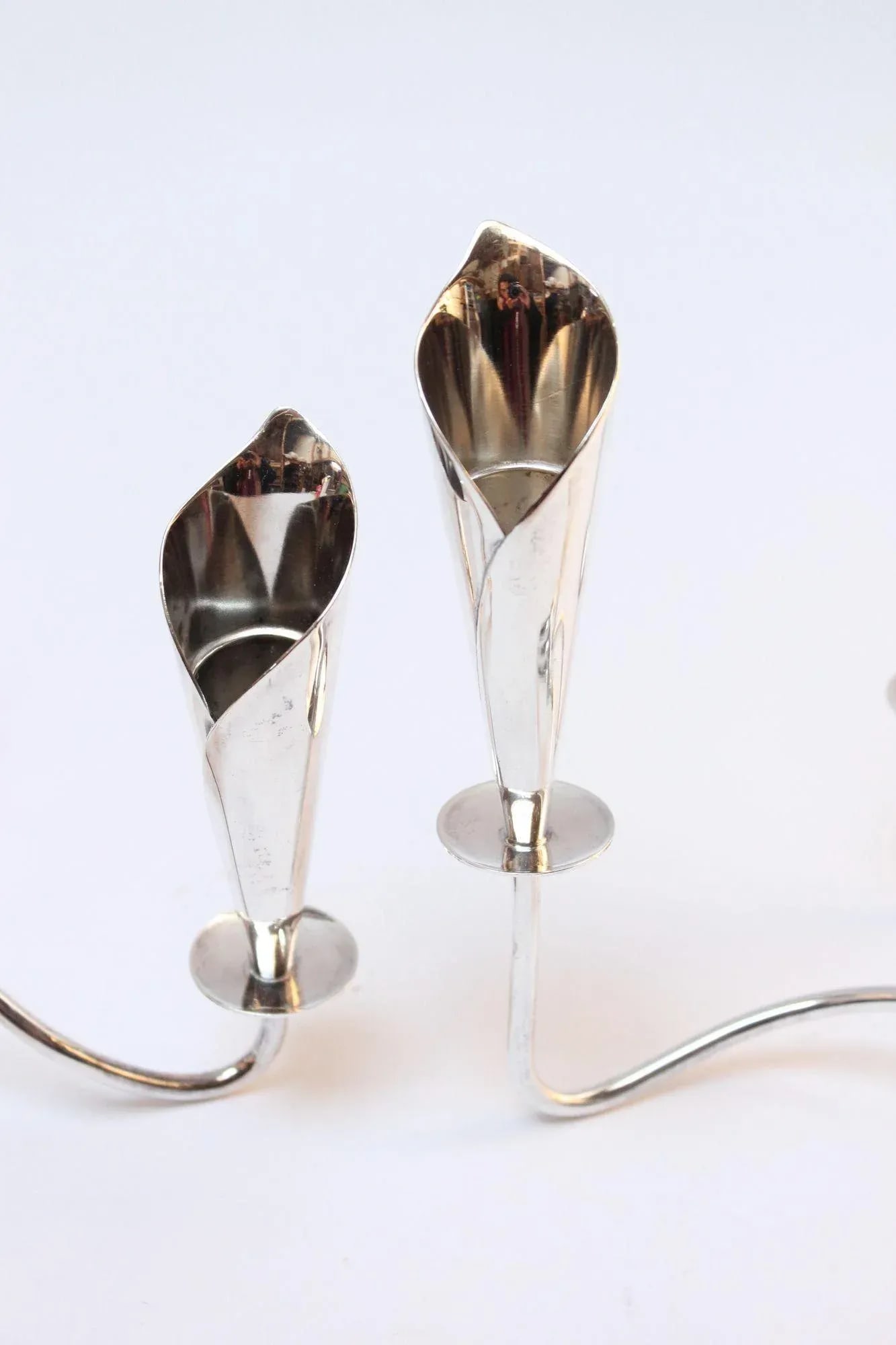 Pair of Danish Modern Silver-Plated Calla Lily Candle Holders by Hans Jensen - 7