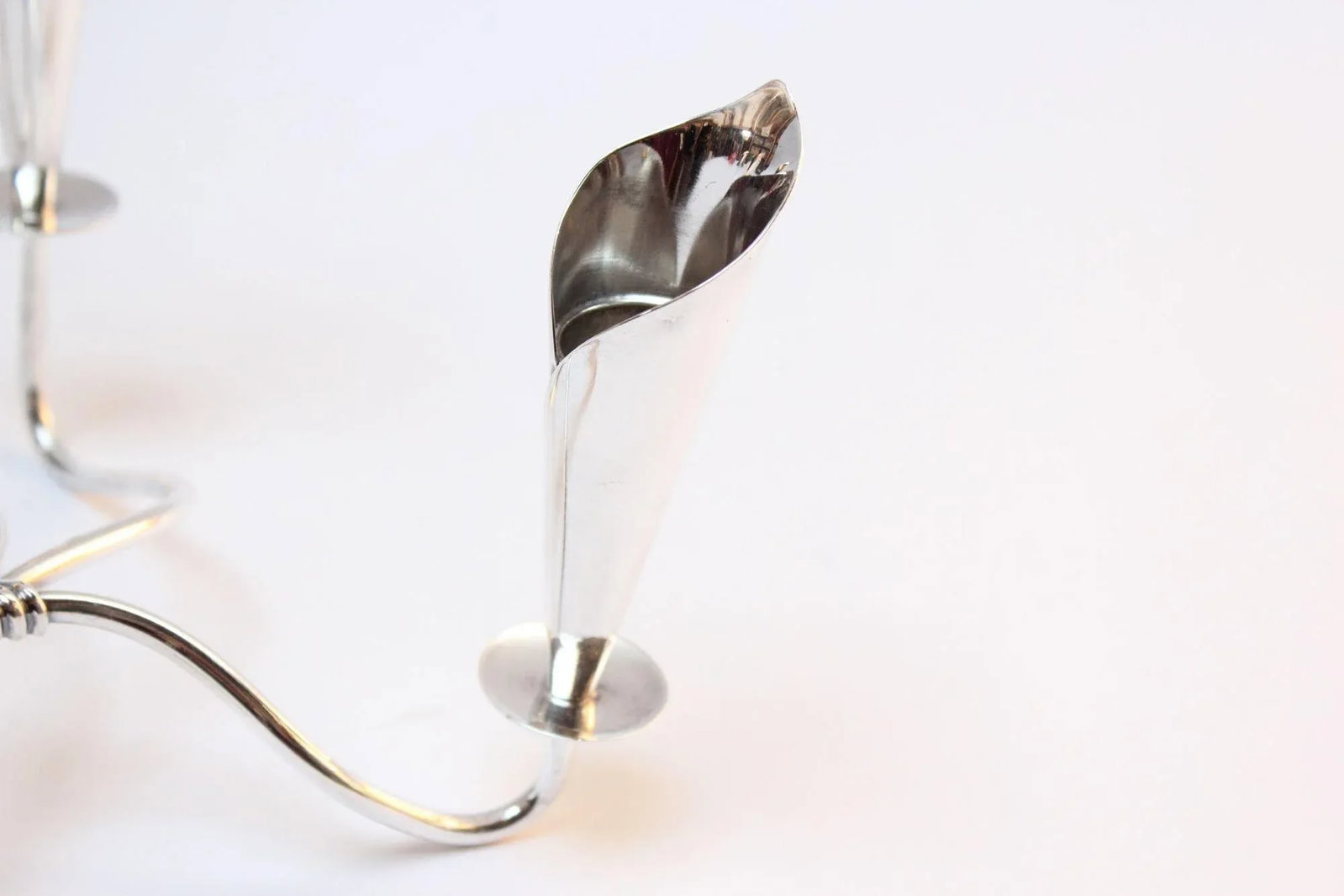 Pair of Danish Modern Silver-Plated Calla Lily Candle Holders by Hans Jensen - 8